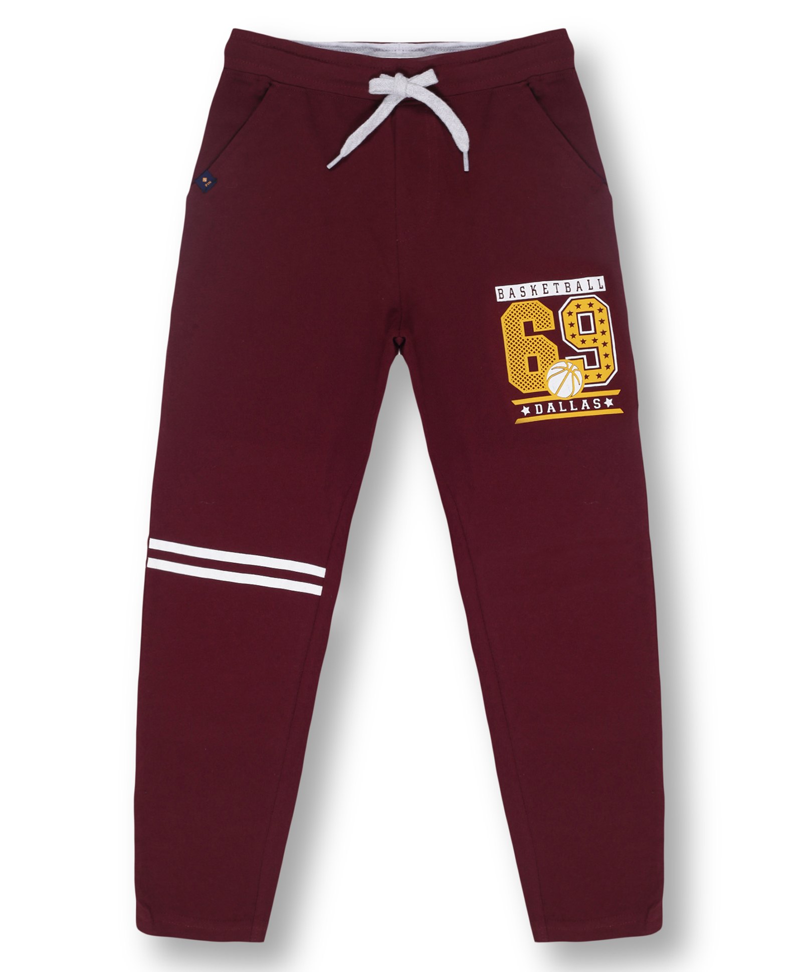 3PIN Cotton Basketball Text Printed Joggers - Maroon-image-5