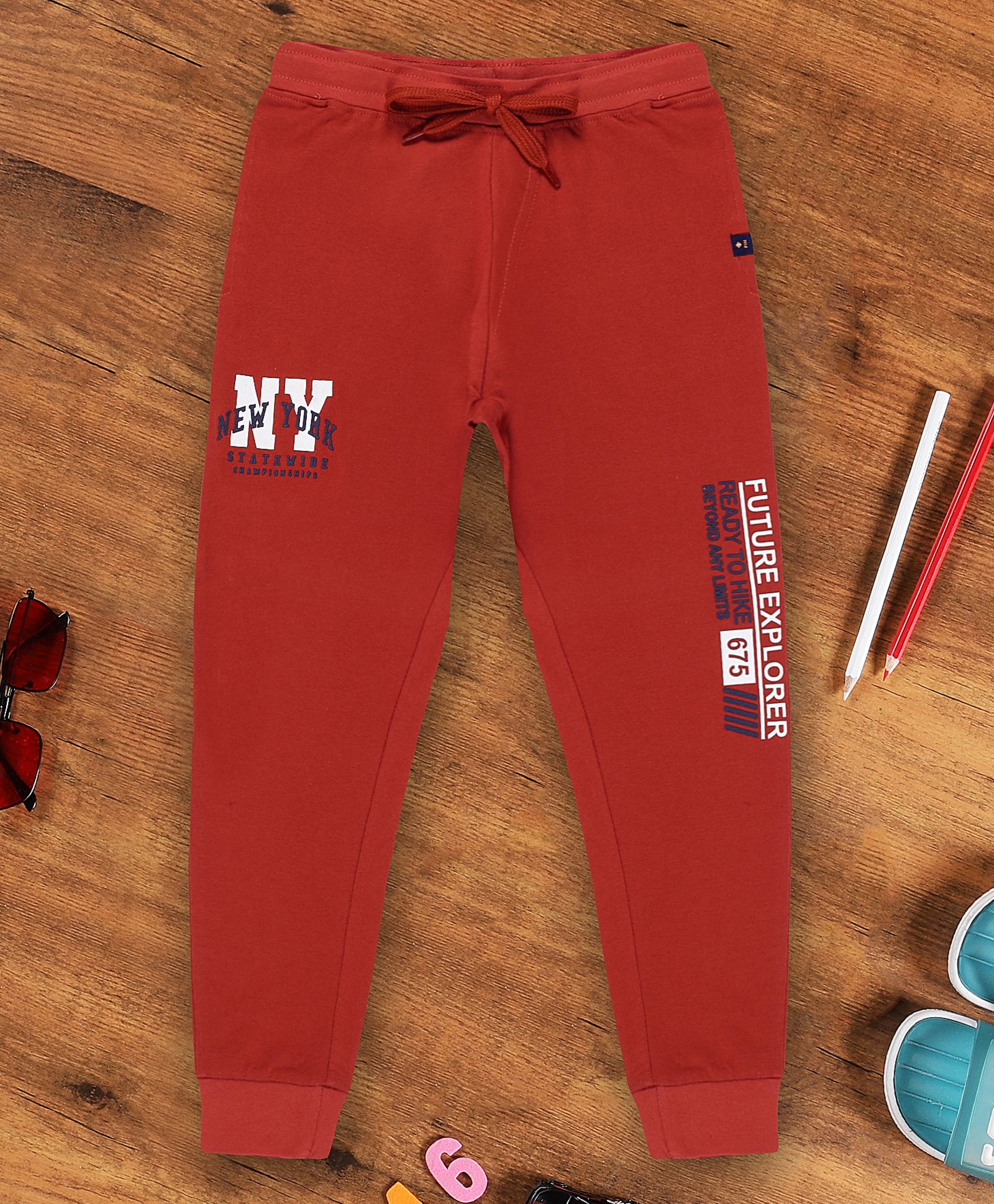 3PIN Future Explorer Text Printed Full Length Joggers - Brown-picture-25