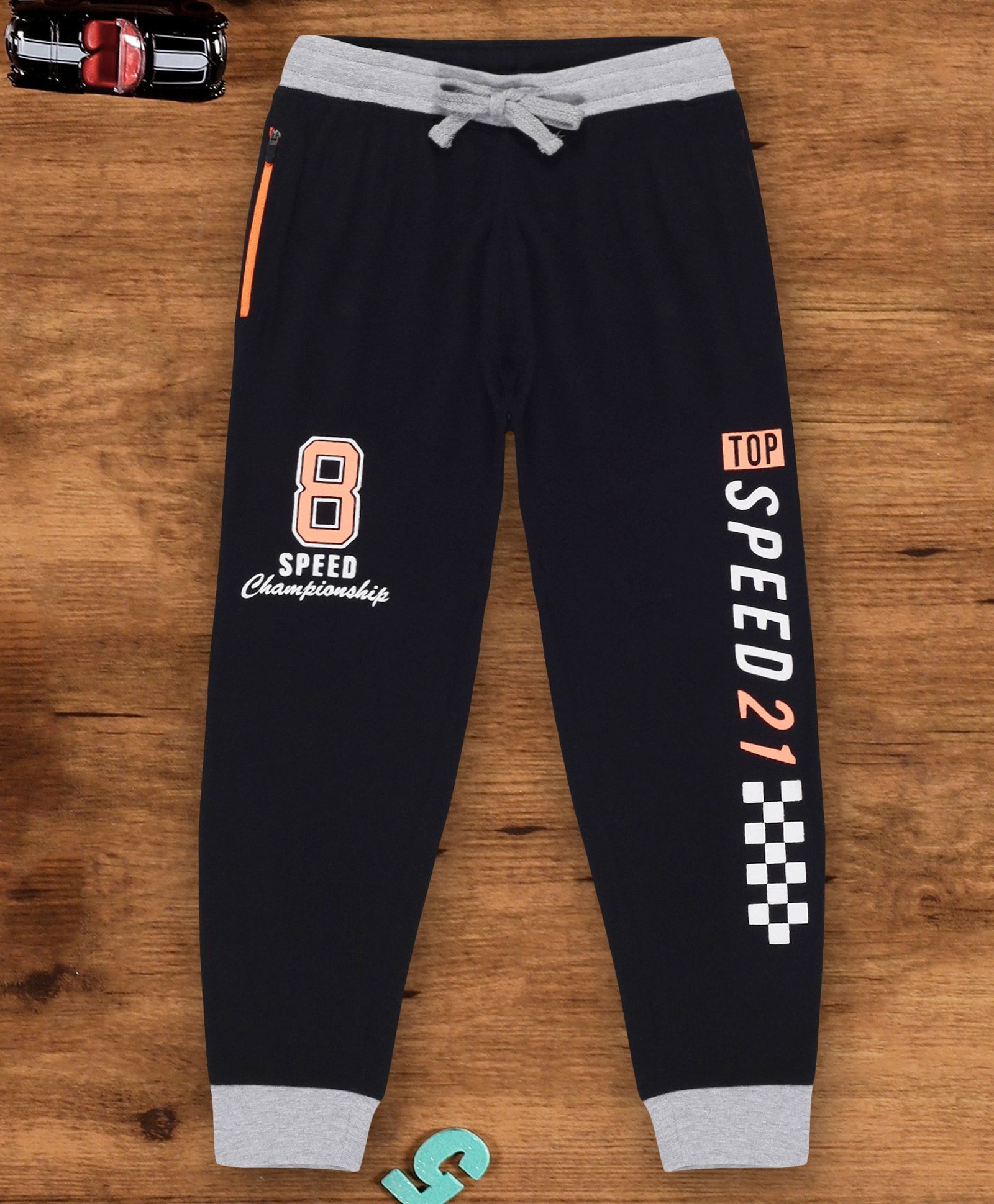 3PIN Top Speed Text Printed Full Length Joggers - Black-picture-30