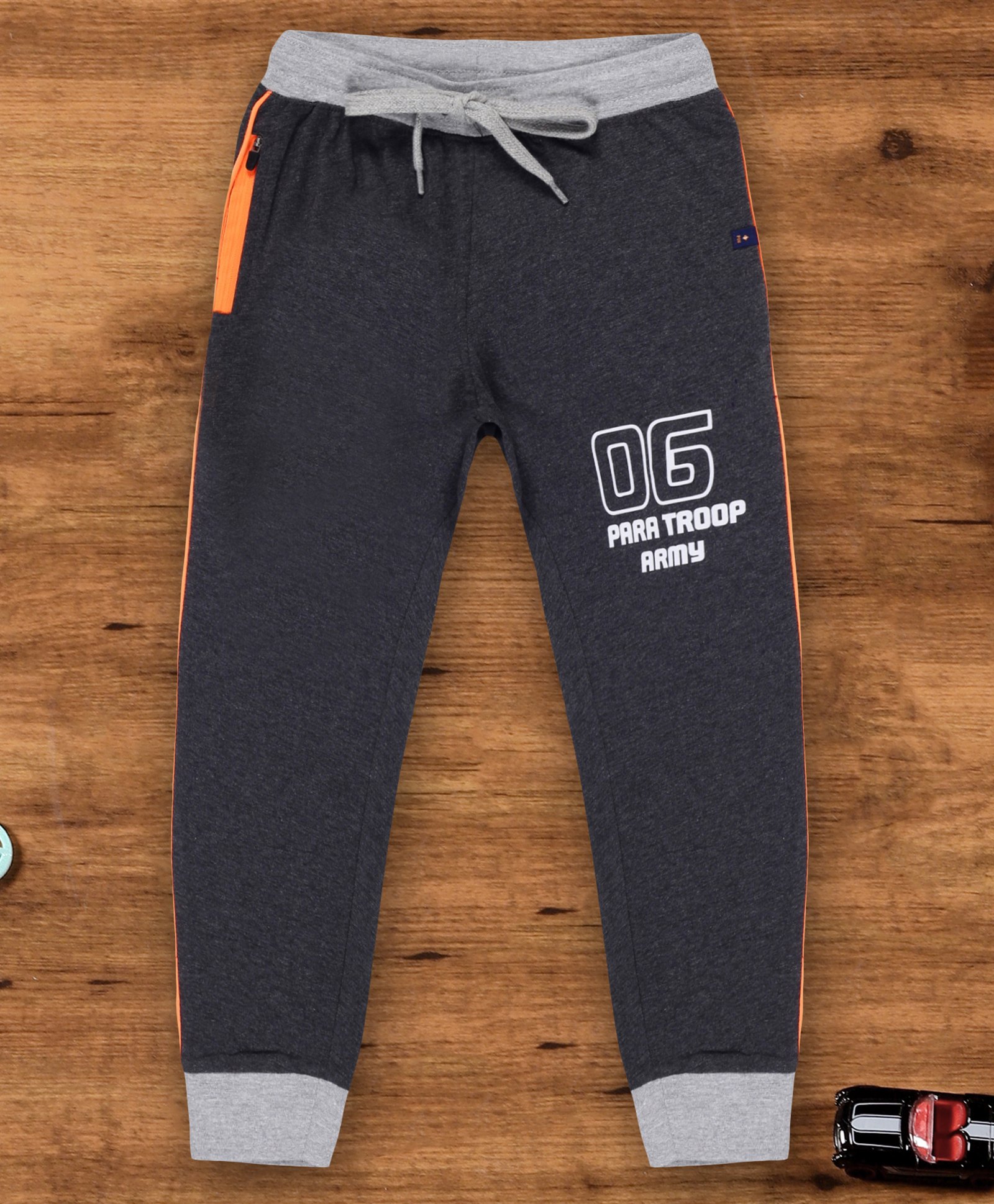 3PIN Price Troop Army Text Printed Full Length Joggers - Melange Grey-picture-34