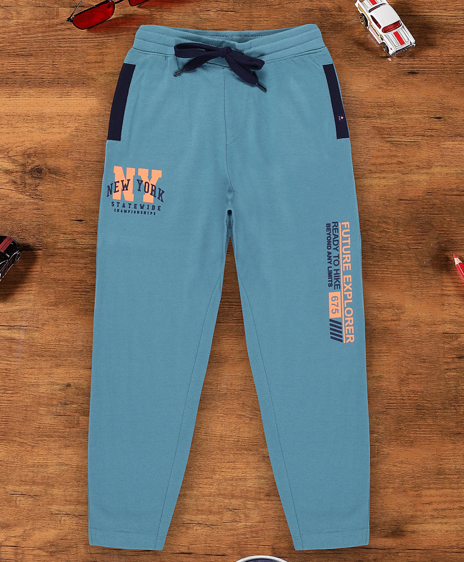 3PIN Future Explorer Text Printed Full Length Joggers - Aqua Blue-picture-31