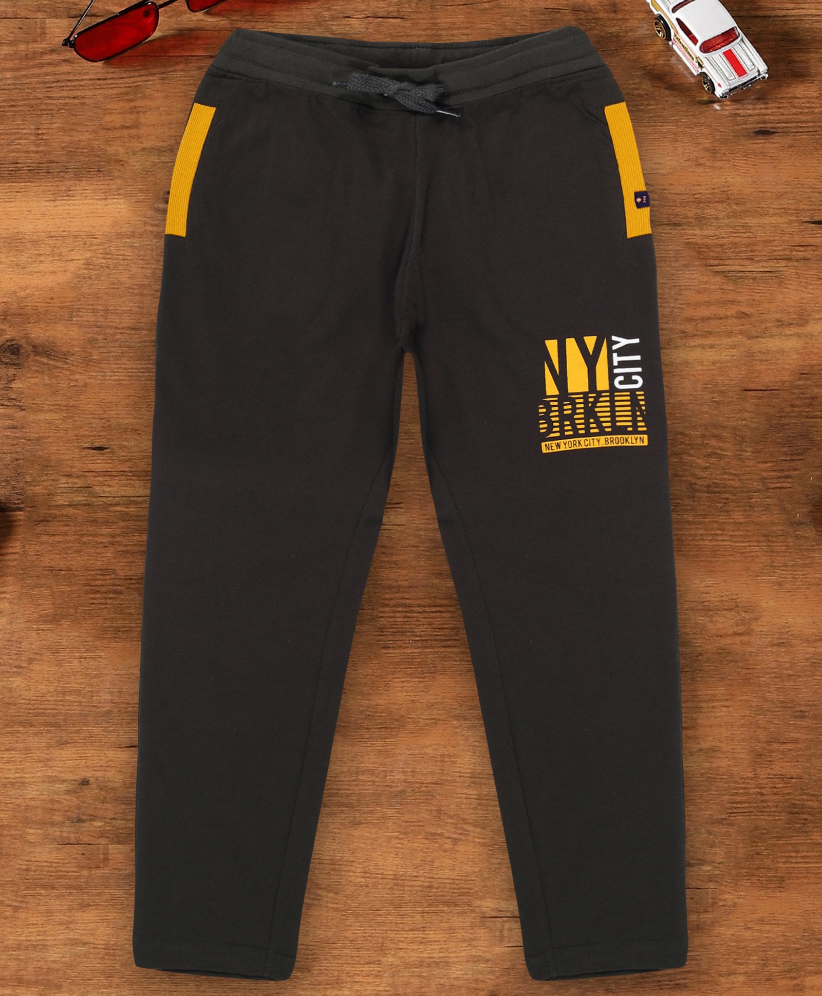 3PIN Cotton City Text Printed Full Length Joggers - Olive Green-picture-27