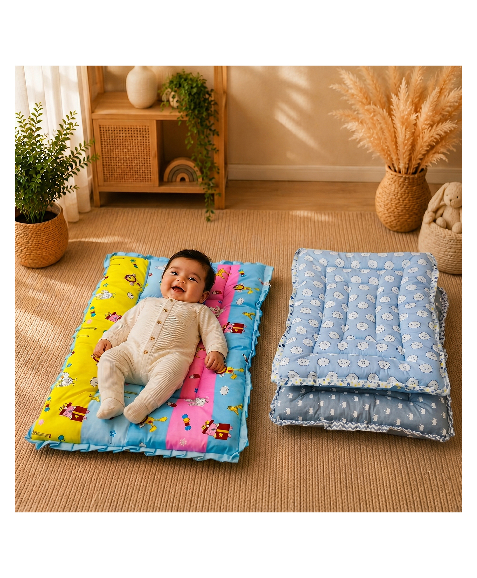 Fareto Baby Head Support Pillow With Attached Bed (Pack Of 3) - Multicolor-image-16