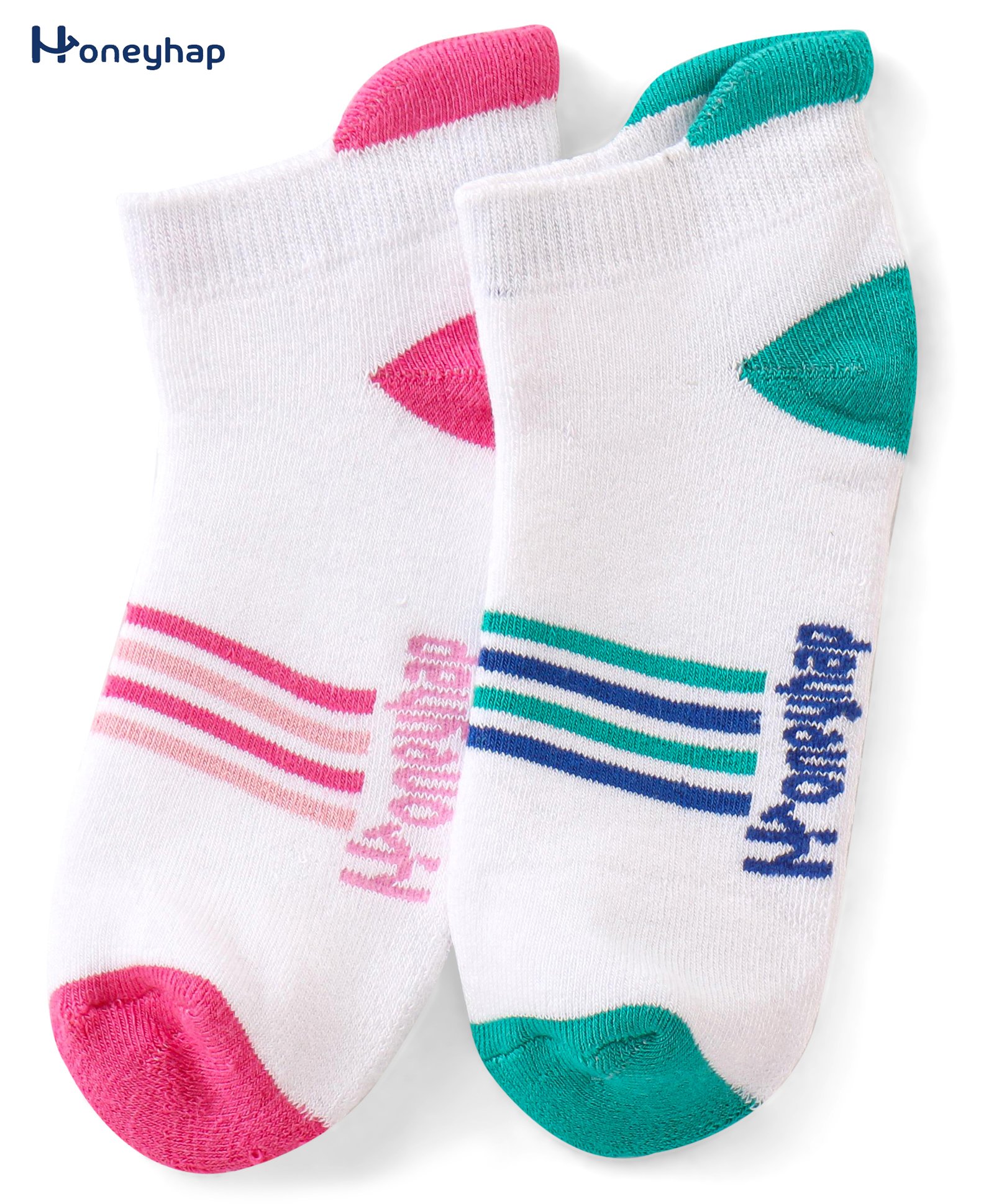 Honeyhap Premium Cotton Bamboo Spandex Socks With Bio Finish Pack of 2 - Pink & Green-picture-26