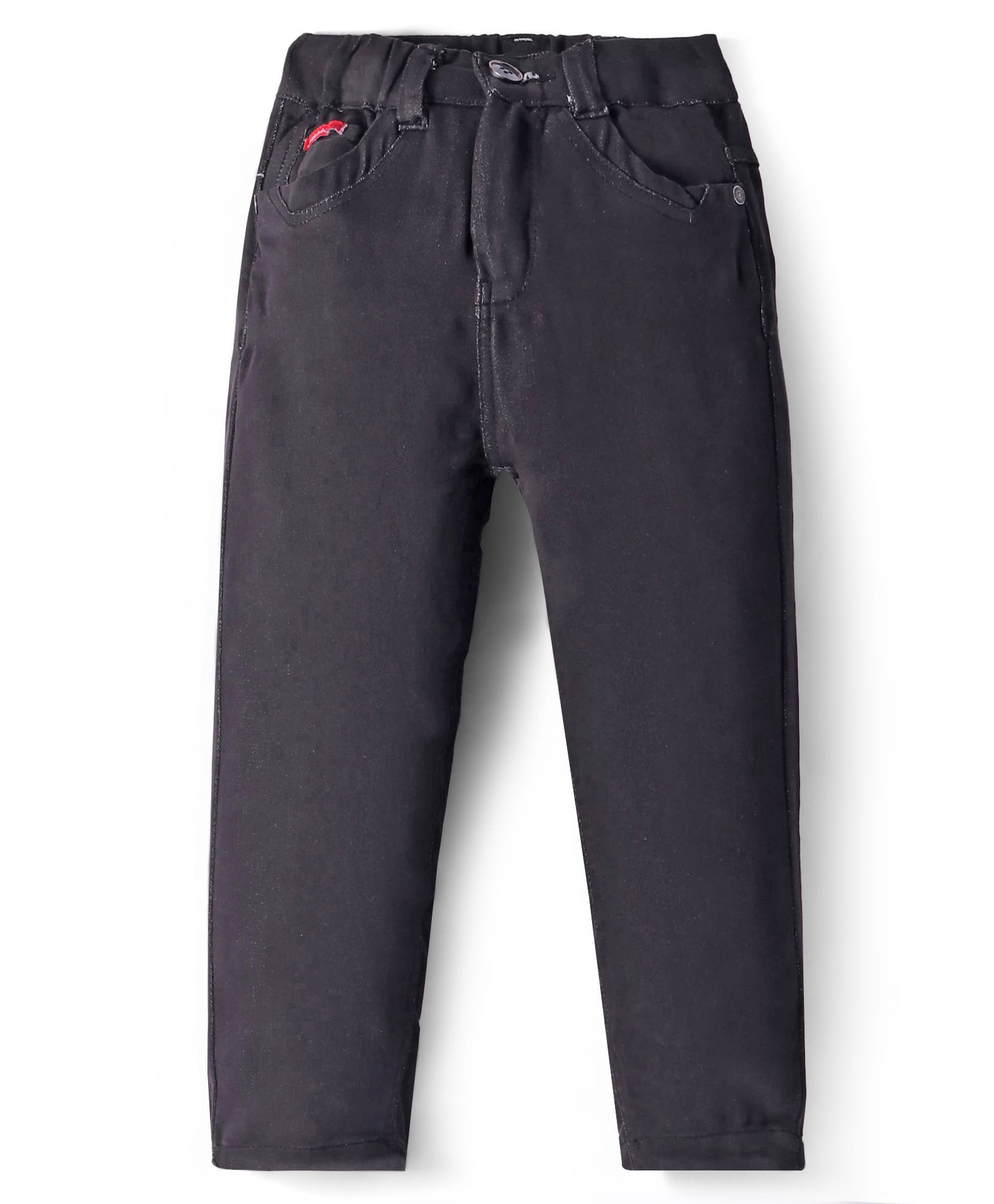 Olio Kids Woven Full Length Solid ColourDenim Jeans - Black-picture-25