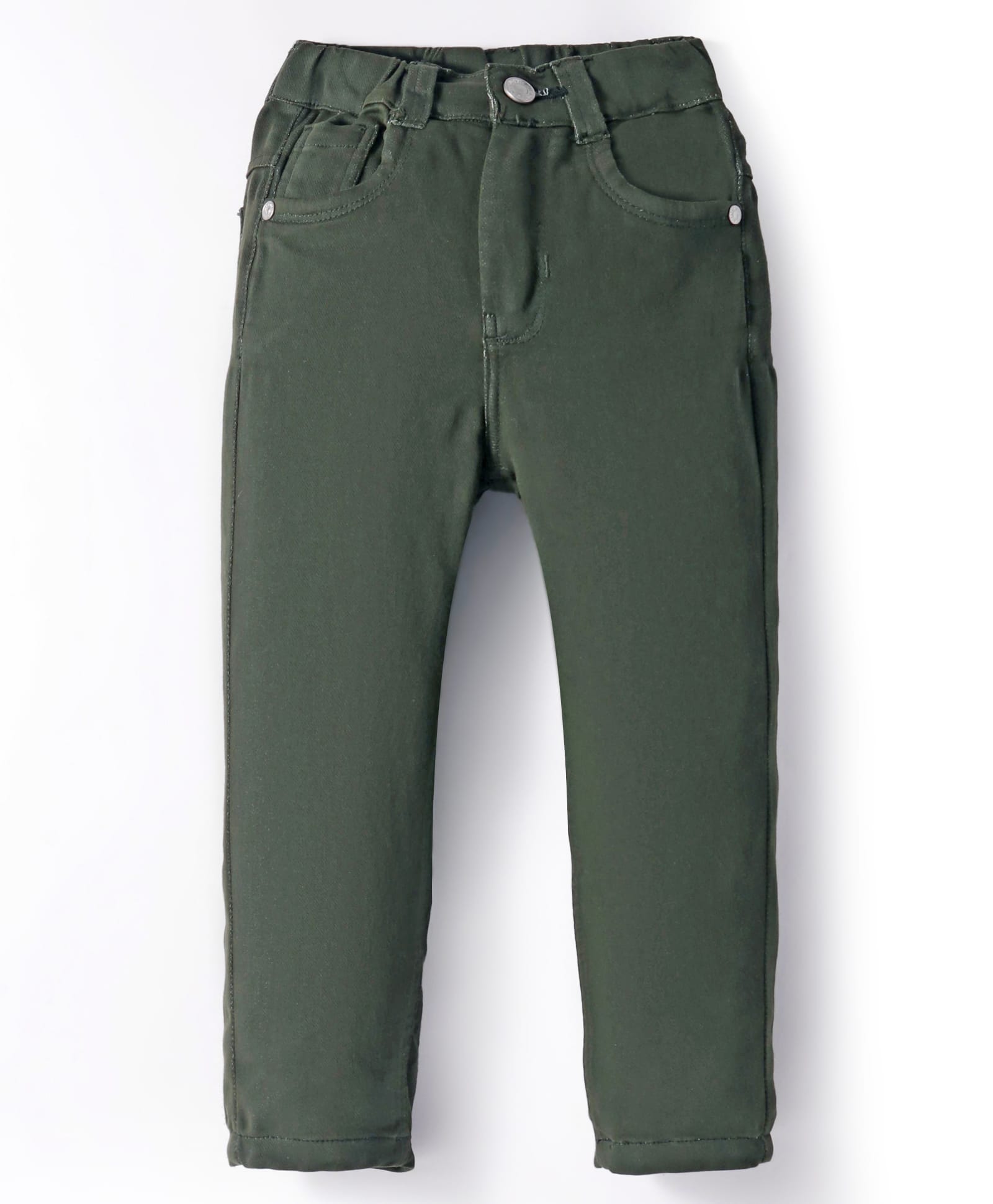 Olio Kids Cotton Woven Full Length Solid Colour Trouser - Dark Green-picture-35