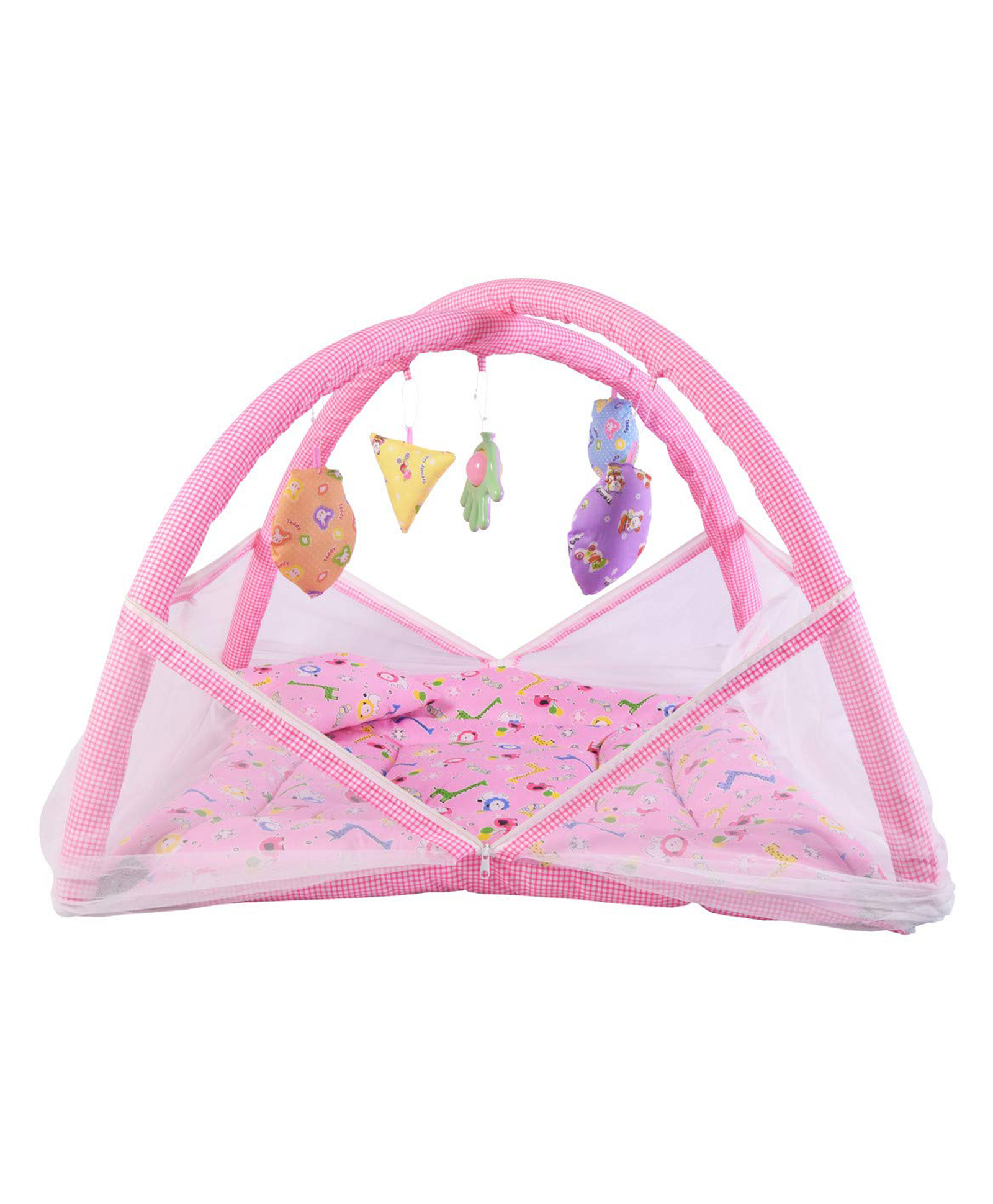 Babytoons Baby Bedding Set Mattress with Mosquito Net New Born Bed (0-6 Months, Pink)-image-39