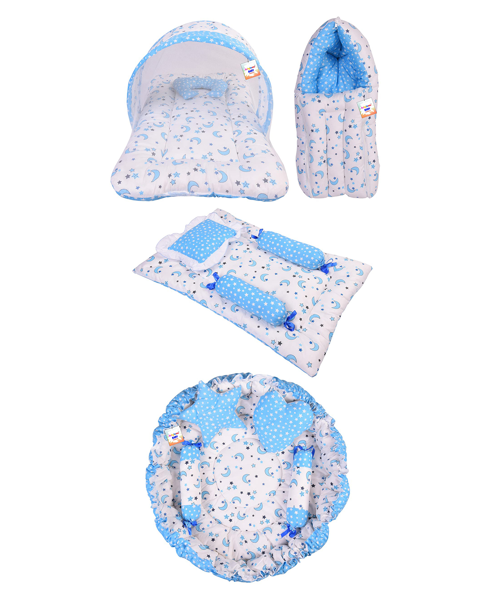 Babytoons Baby Bedding for New Born Sleeping Essential Products Combo (0-6 Months) Blue-image-17