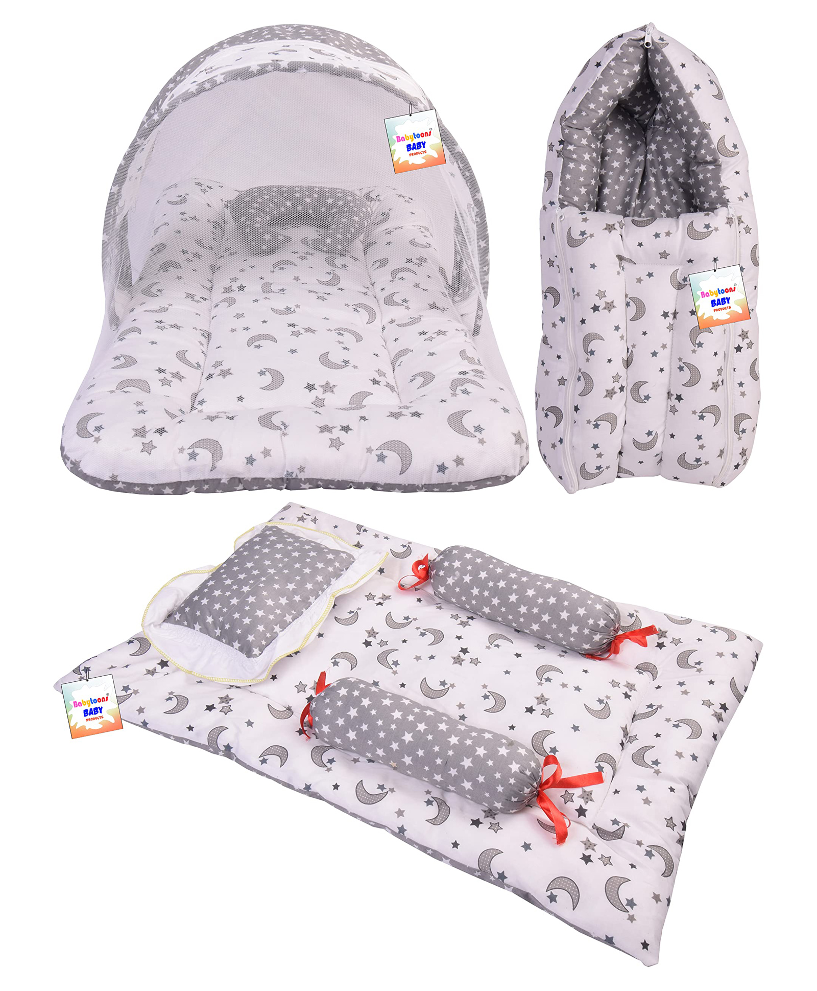 Babytoons Baby Bedding Set Combo for New Born Sleeping Products (0-6 Months, Grey)-image-38
