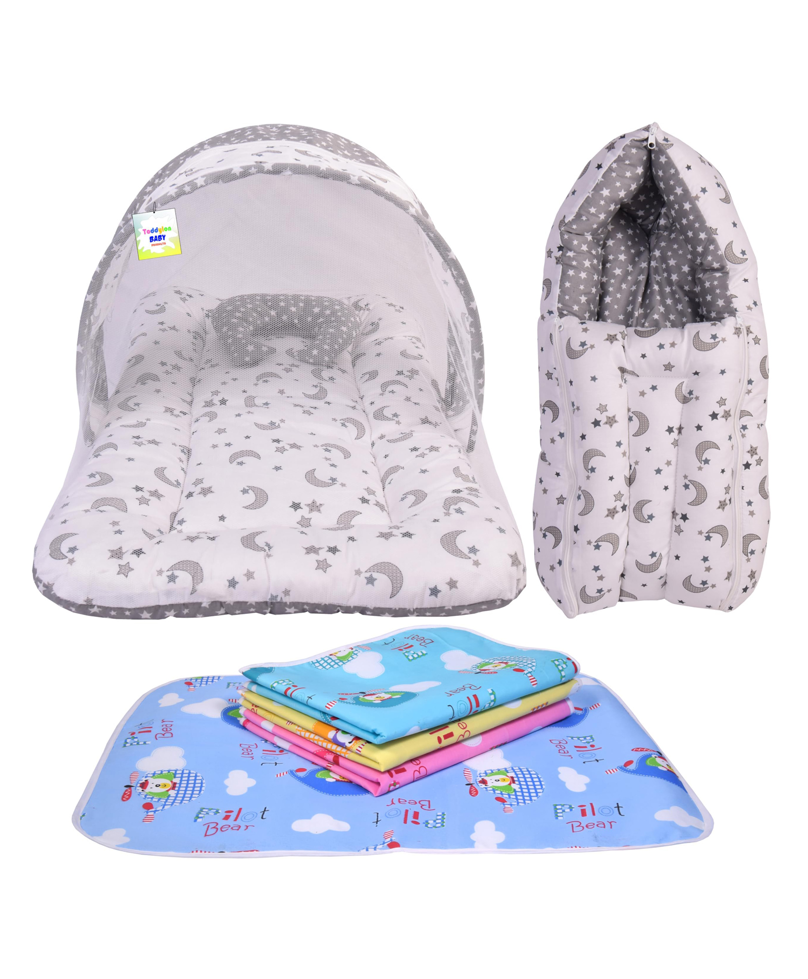 Babytoons New Born Baby Sleeping Essential Bedding Combo Set (0-6 Months) Purple-picture-49