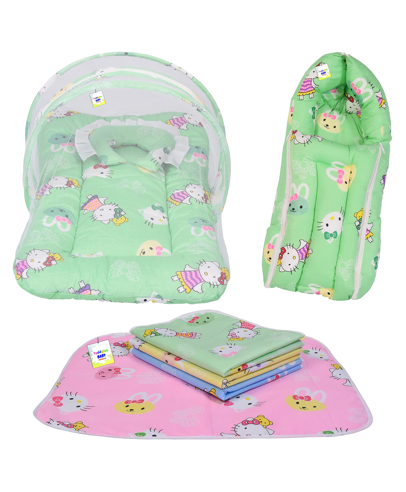 Babytoons New Born Baby Sleeping Essential Bedding Combo Set (0-6 Months) Green-picture-36