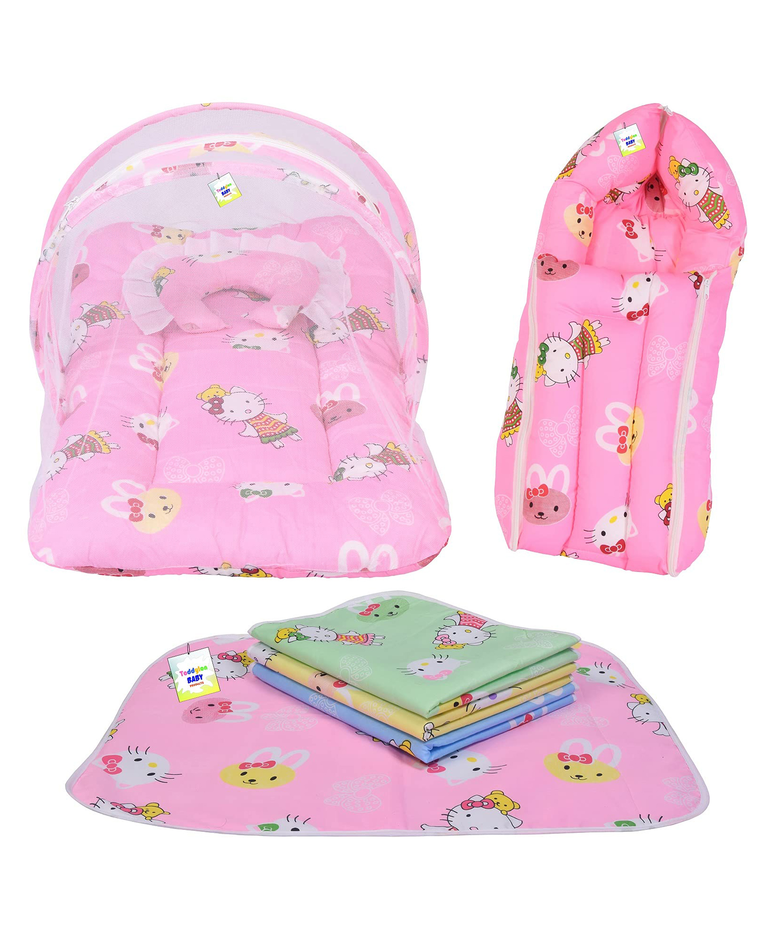 Babytoons New Born Baby Sleeping Essential Bedding Combo Set (0-6 Months) Pink-picture-35