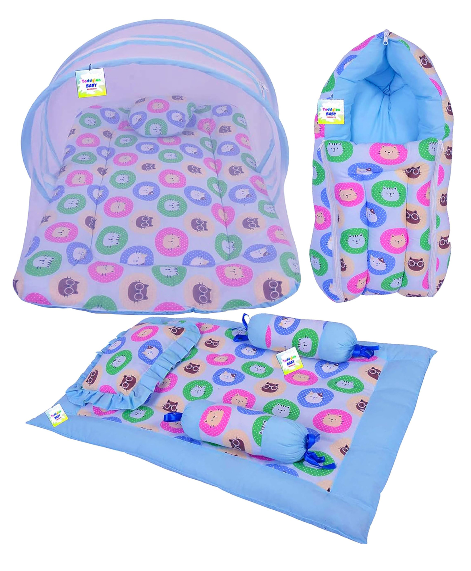 Babytoons Baby Bedding for New Born Sleeping Essential Combo (0-6 Months) Blue-image-35