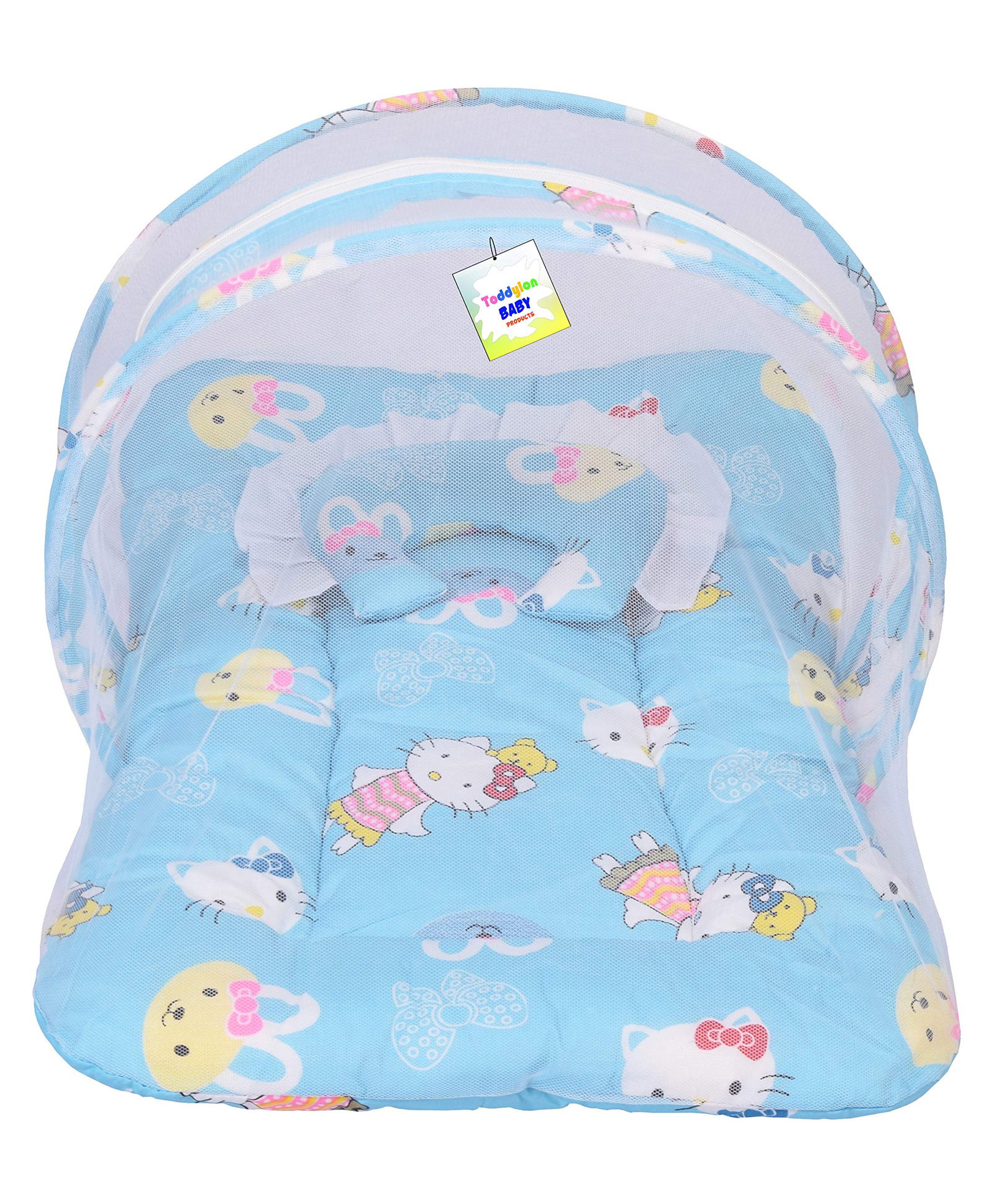 Babytoons New Born Baby Bedding Set Mattress with Mosquito Net and Pillow (0-6 Months) Blue-picture-29