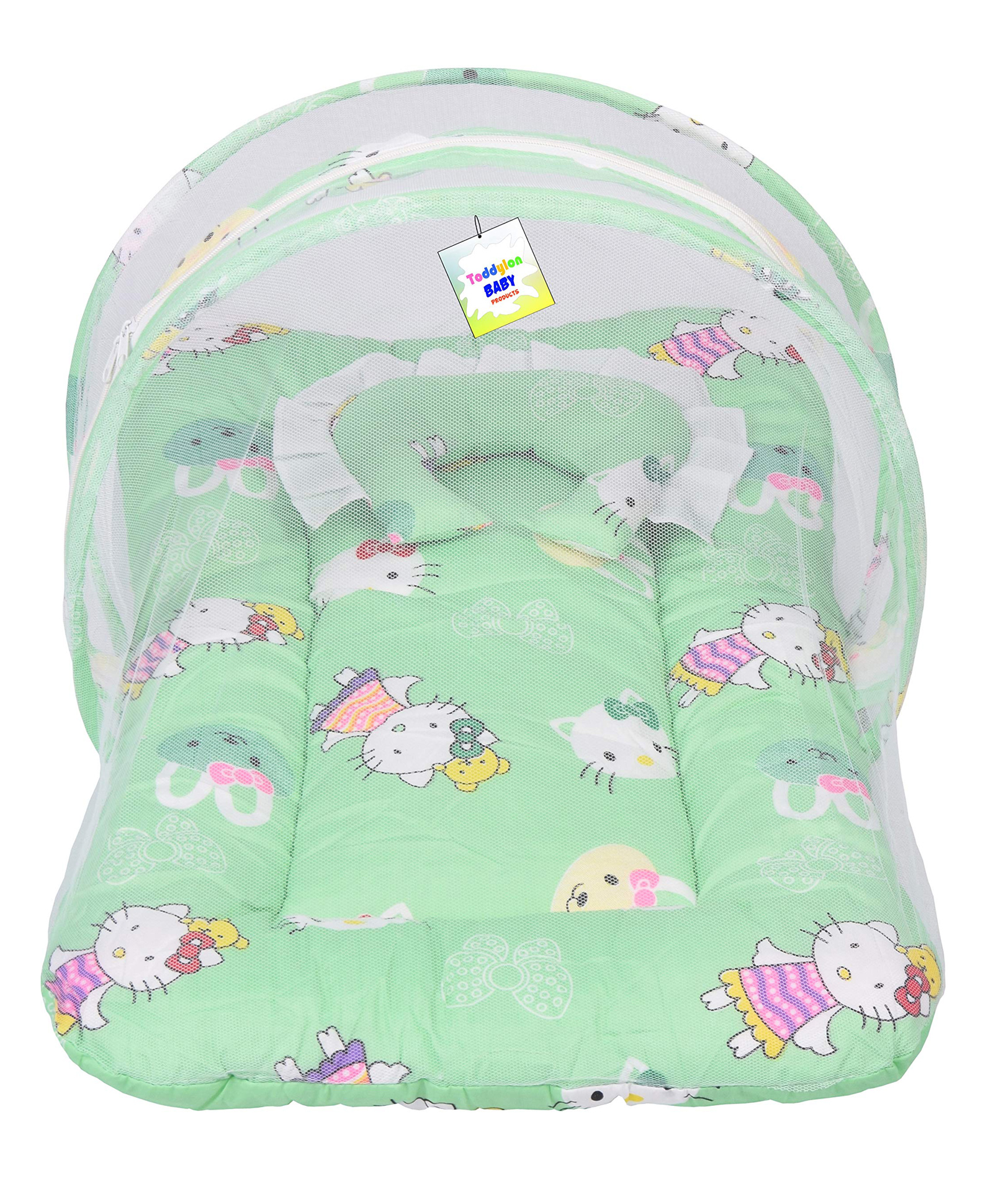 Babytoons New Born Baby Bedding Set Mattress with Mosquito Net and Pillow (0-6 Months) Green-picture-28