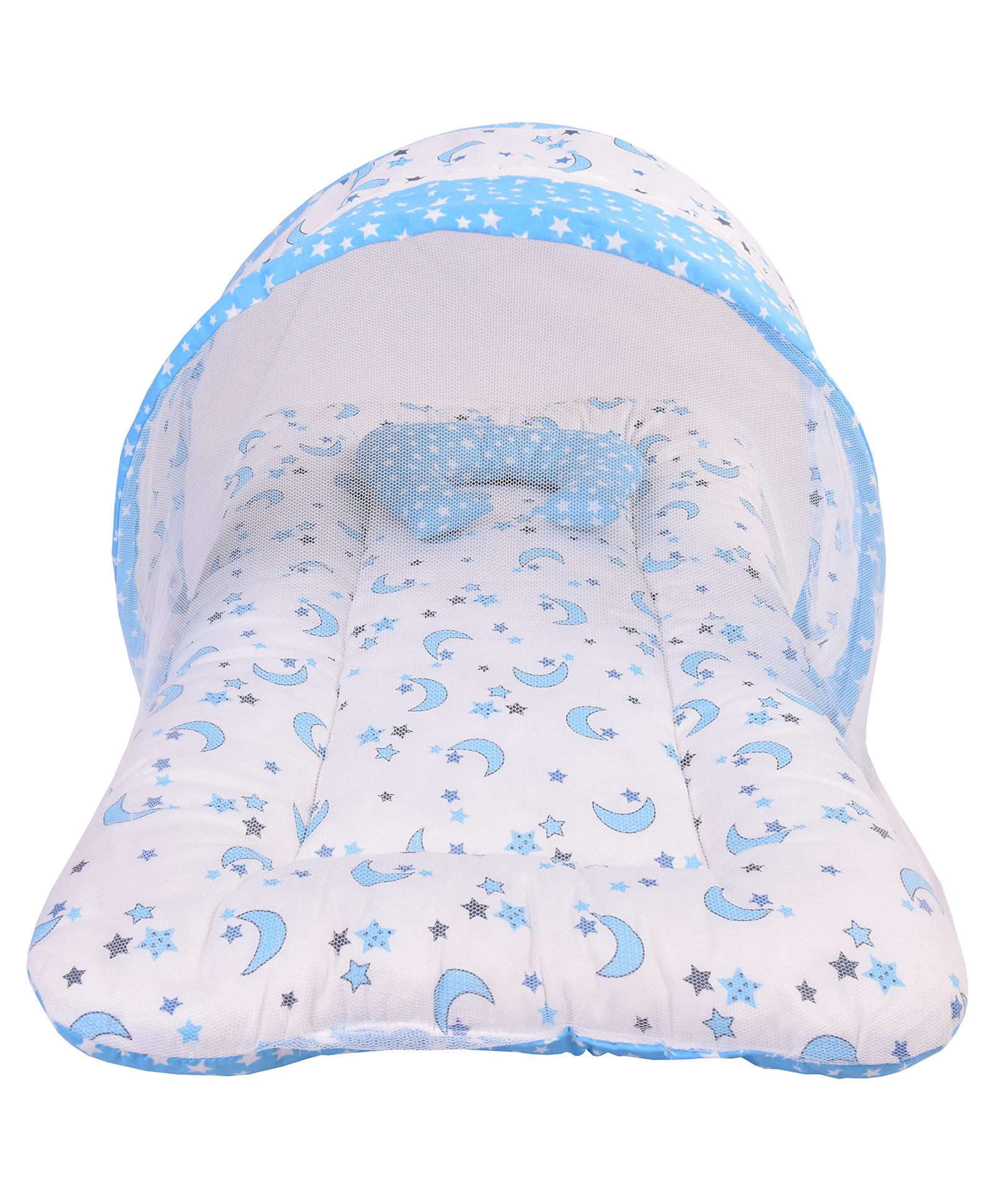 Babytoons New Born Baby Bedding Set Mattress with Mosquito Net and Pillow (0-6 Months) Blue-picture-24