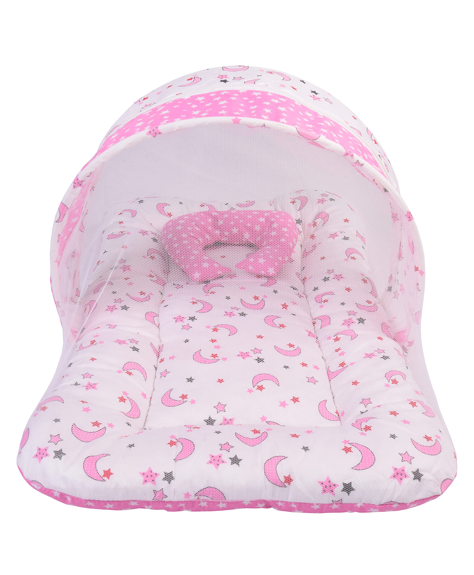 Babytoons New Born Baby Bedding Set Mattress with Mosquito Net and Pillow (0-6 Months) Pink-image-12