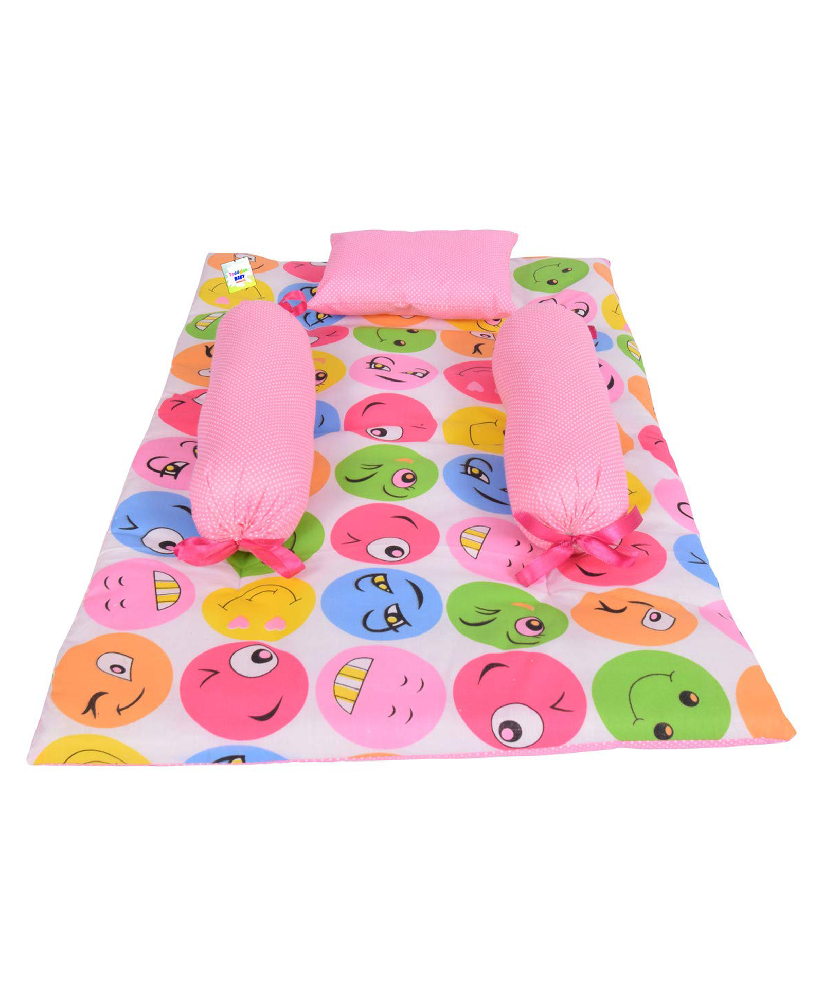 Babytoons New Born Baby Mattress with Pillow & Bolsters (0-6 Months) Pink-image-4