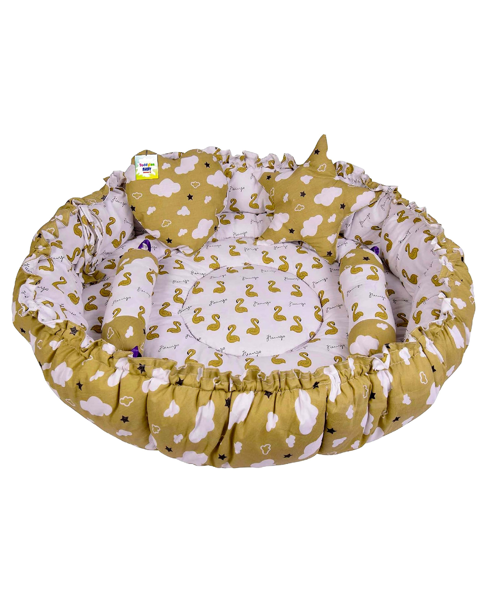 Babytoons Baby Bedding Set New Born Reversible Nest Bed with Pillows (0-6 Months) Green-image-16