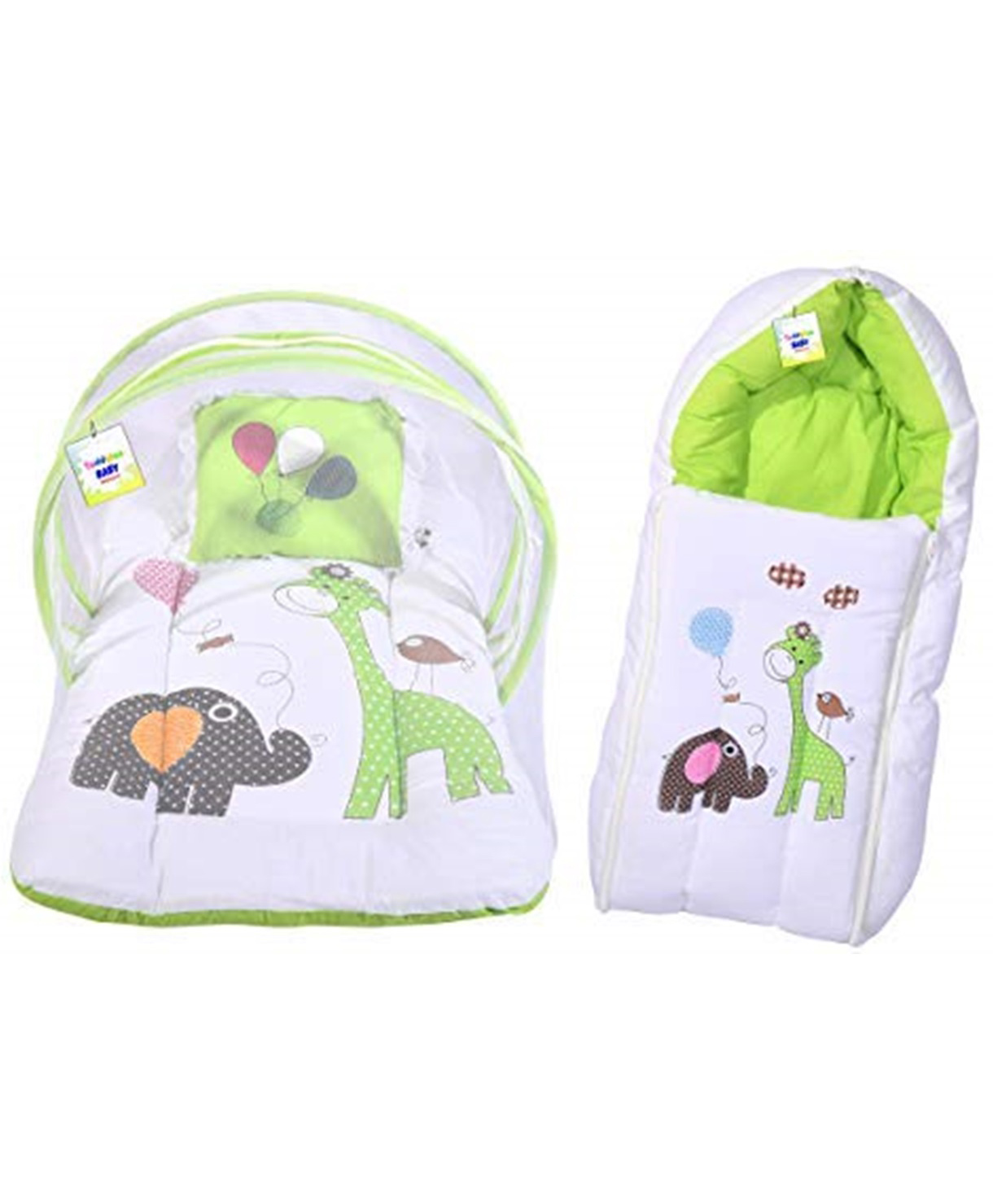 Babytoons New Born Baby Net Bed & Sleeping Bag Combo Gift Set(0-6 Month) Green-picture-15