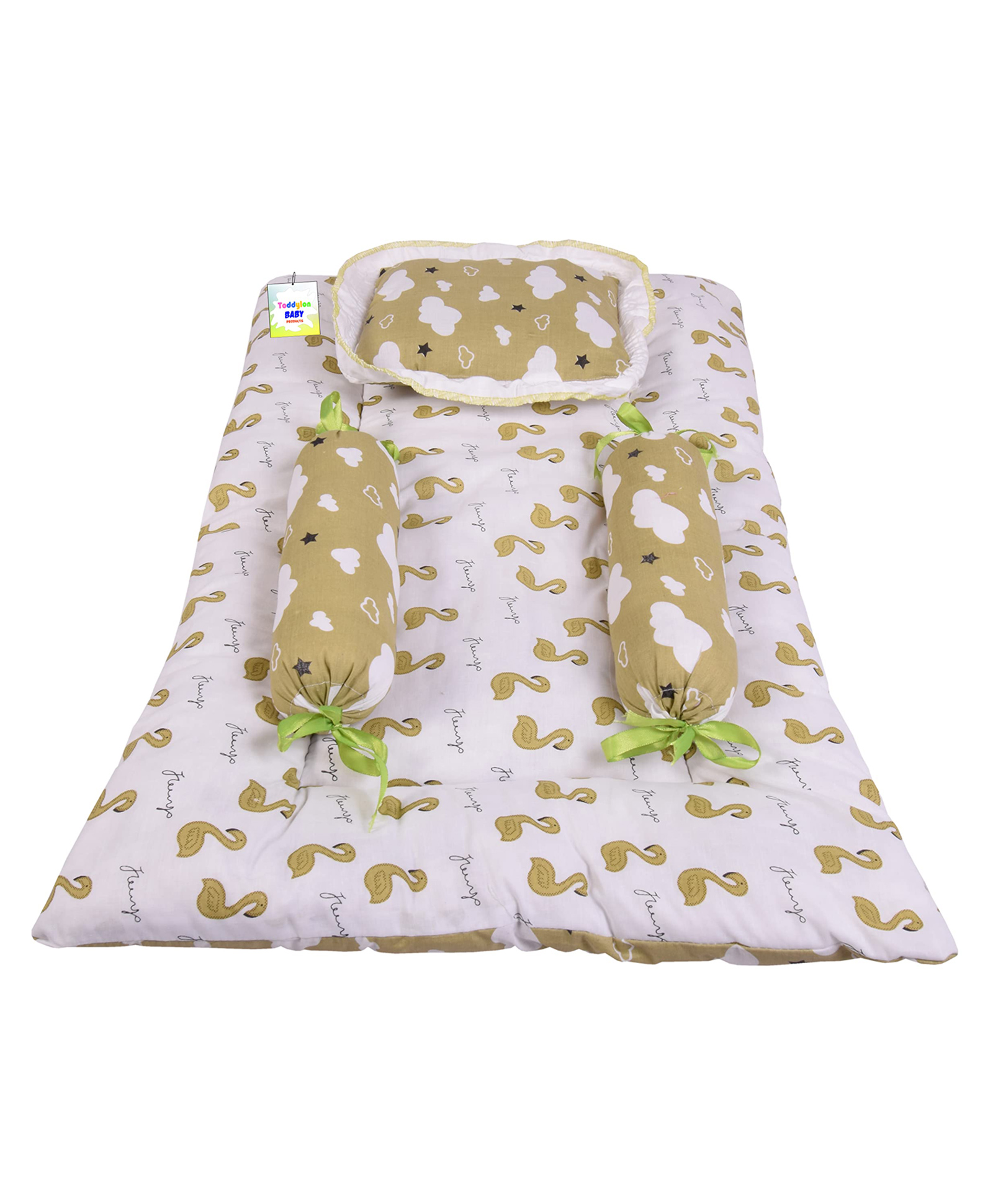 Babytoons Baby Bedding Set New Born Gaddi with Pillows (0-6 Months) Green-picture-31