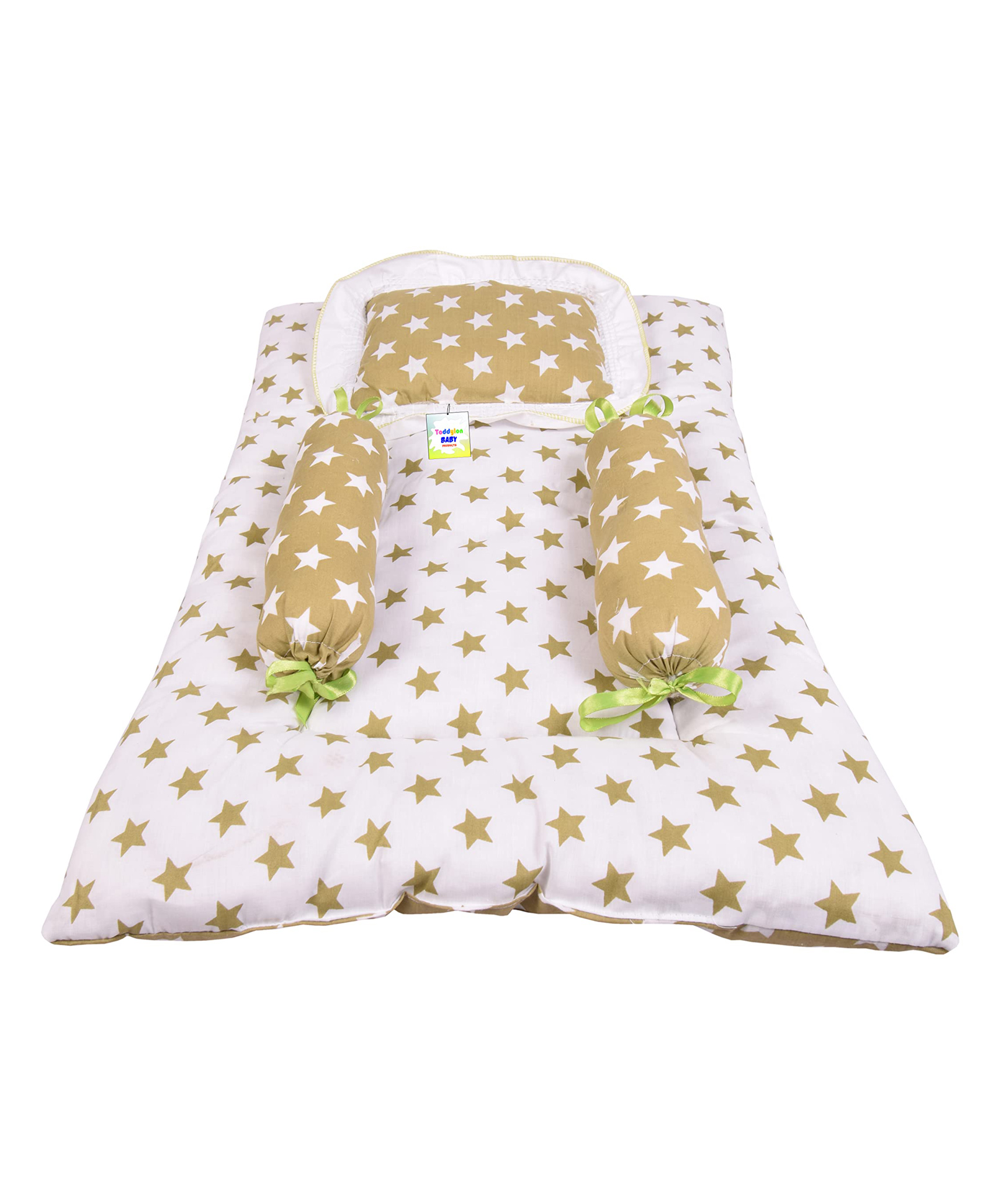Babytoons Bedding Set for New Born Baby Gadda with Pillow & Side Bolsters (0-6 Months) Green-picture-38