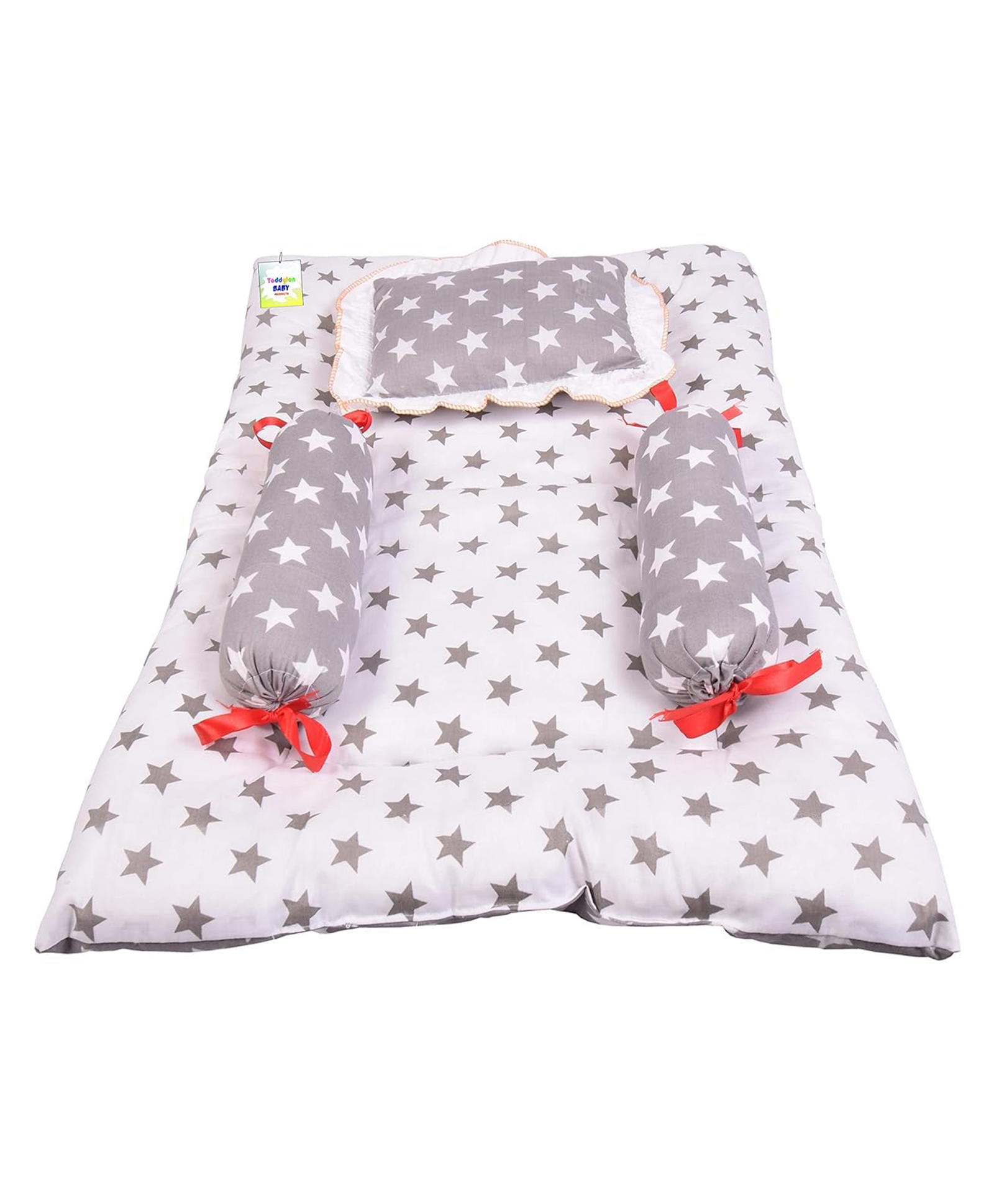 Babytoons Bedding Set for New Born Baby Gadda with Pillow & Side Bolsters (0-6 Months) Grey-picture-35