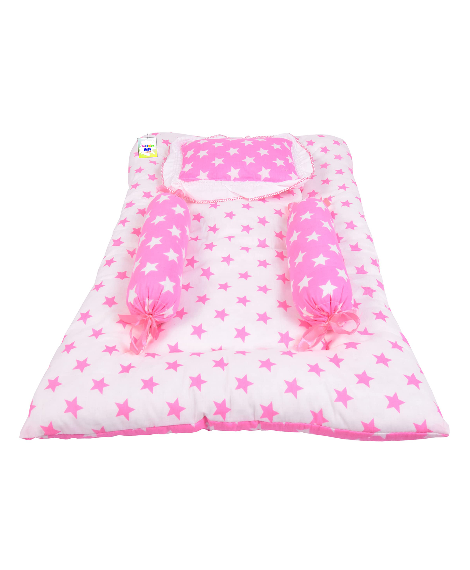 Babytoons Bedding Set for New Born Baby Gadda with Pillow & Side Bolsters (0-6 Months) Pink-picture-33