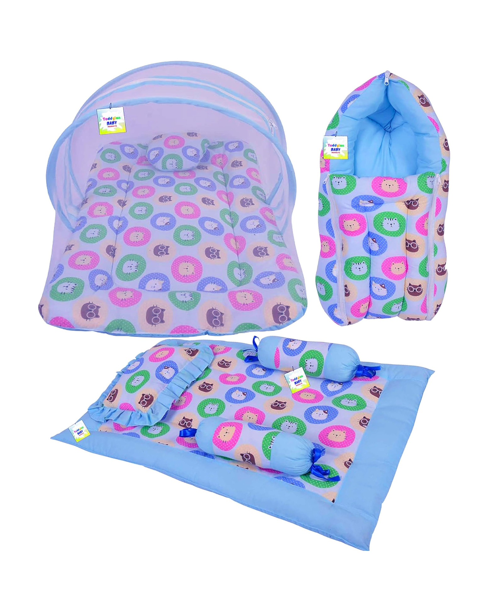 Babytoons Baby Bedding for New Born Sleeping Essential Combo (0-6 Months) Blue-picture-41