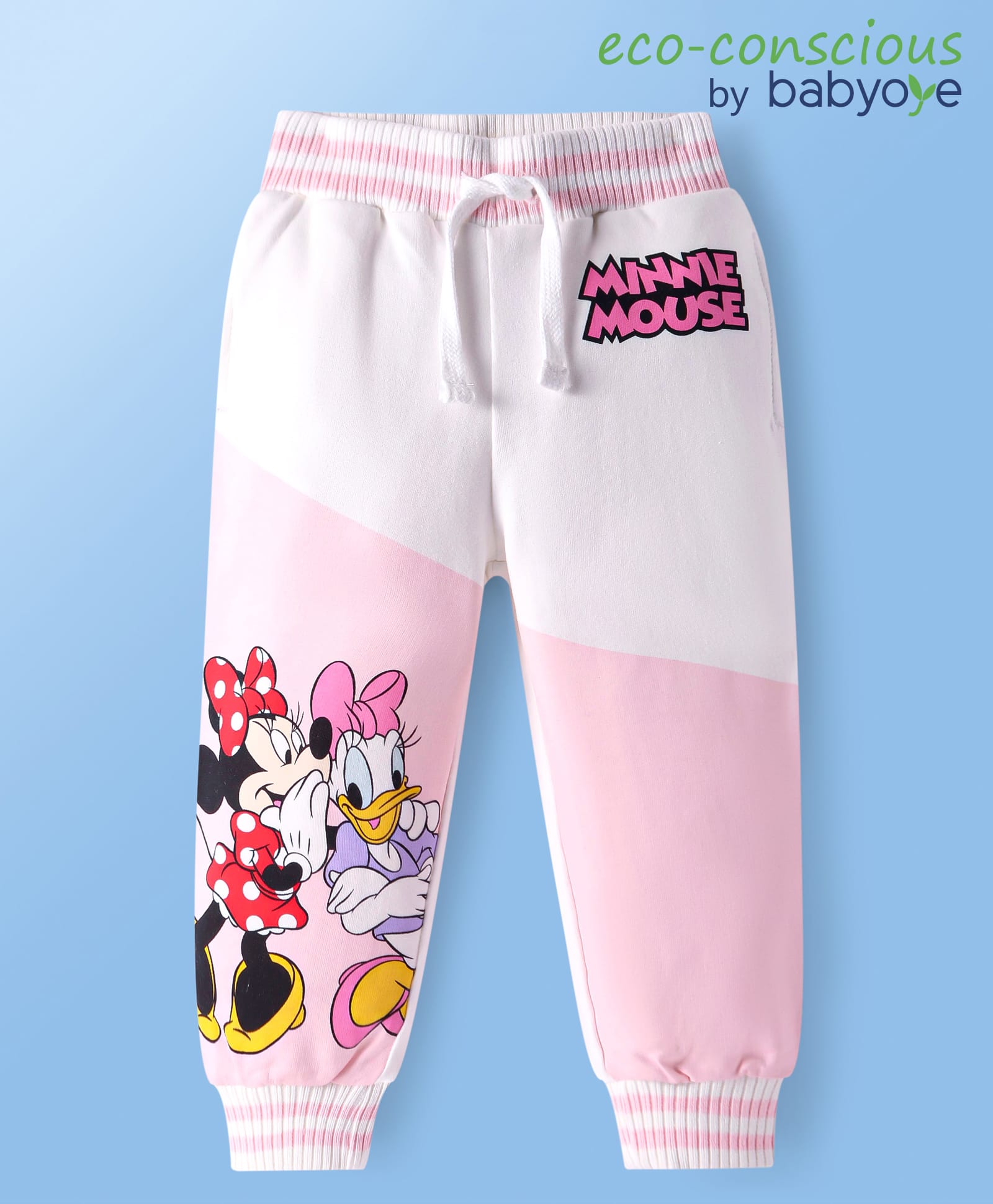 Babyoye Disney Terry Knit Full Length Lounge Pants with Minnie Mouse Graphics - Pink-image-6