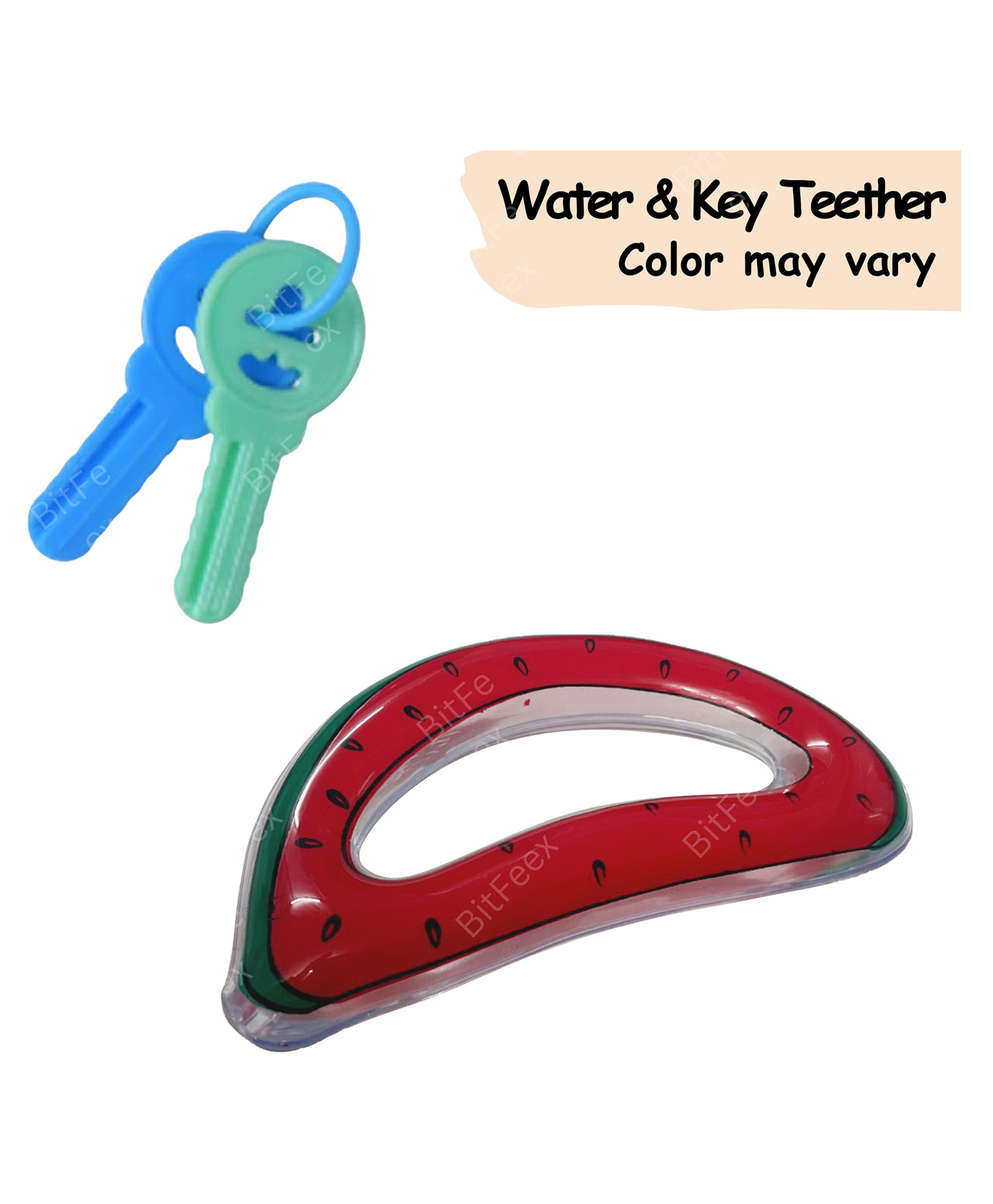 BitFeex Watermelon Shape Water Filled Teether and Key Teether- Multicolor, Pack of 2 pcs-image-24