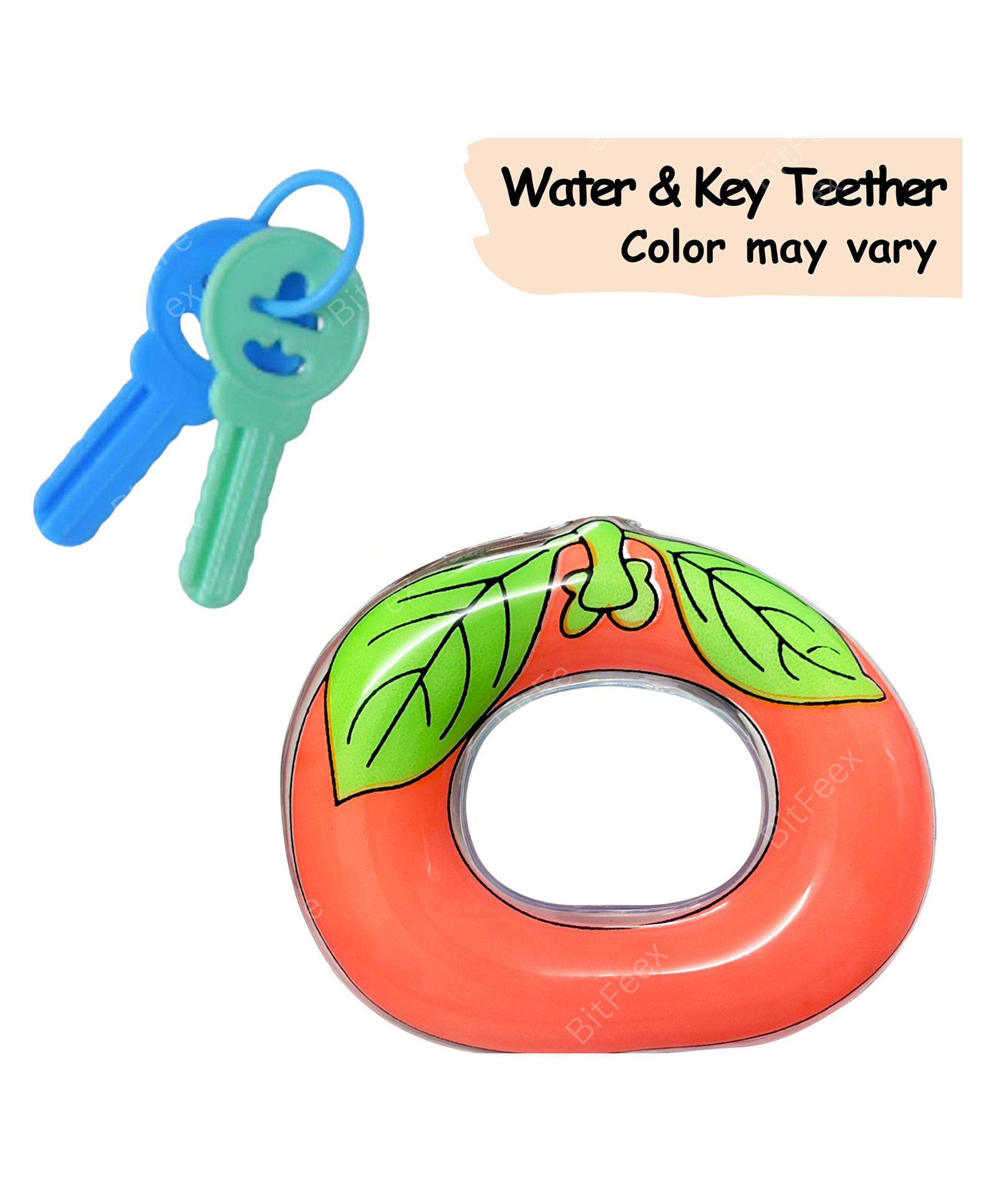 BitFeex Orange Shape Water Filled Teether and Key Teether- Multicolor, Pack of 2 pcs-picture-15
