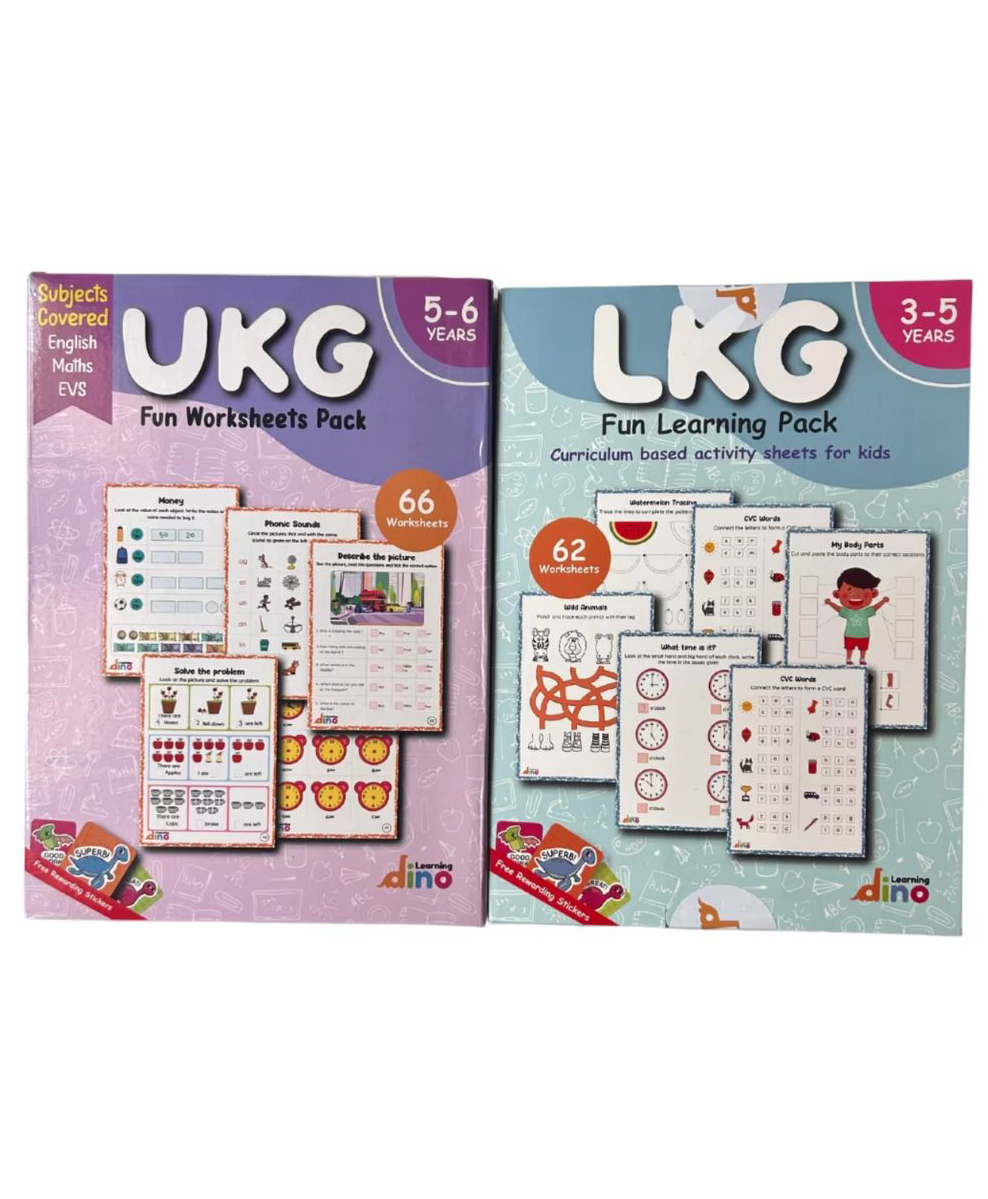 UKG and LKG worksheets combo 128 Worksheets + Sticker Sheets (English, Maths, EVS)