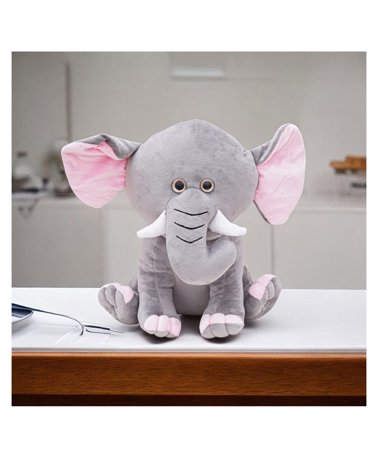 VoiDrop Baby Appu Elephant Super Cute Plushie Soft toy for kids | Plush Soft Toys for Baby Boys and Girls Kids Grey and Pink - Height 35 cm-picture-17