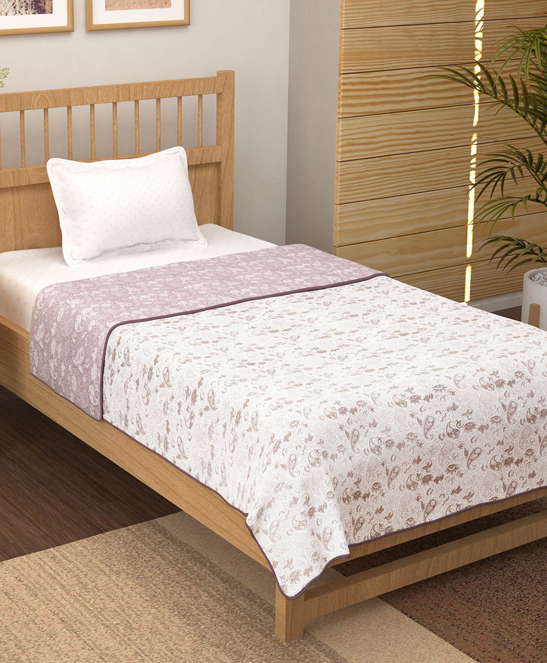 Story@Home Cotton 100% Cotton Reversible Dohar Double Bed AC Summer/Blanket/Quilt Double (Purple and Whiteish, 86" x 56")-picture-26