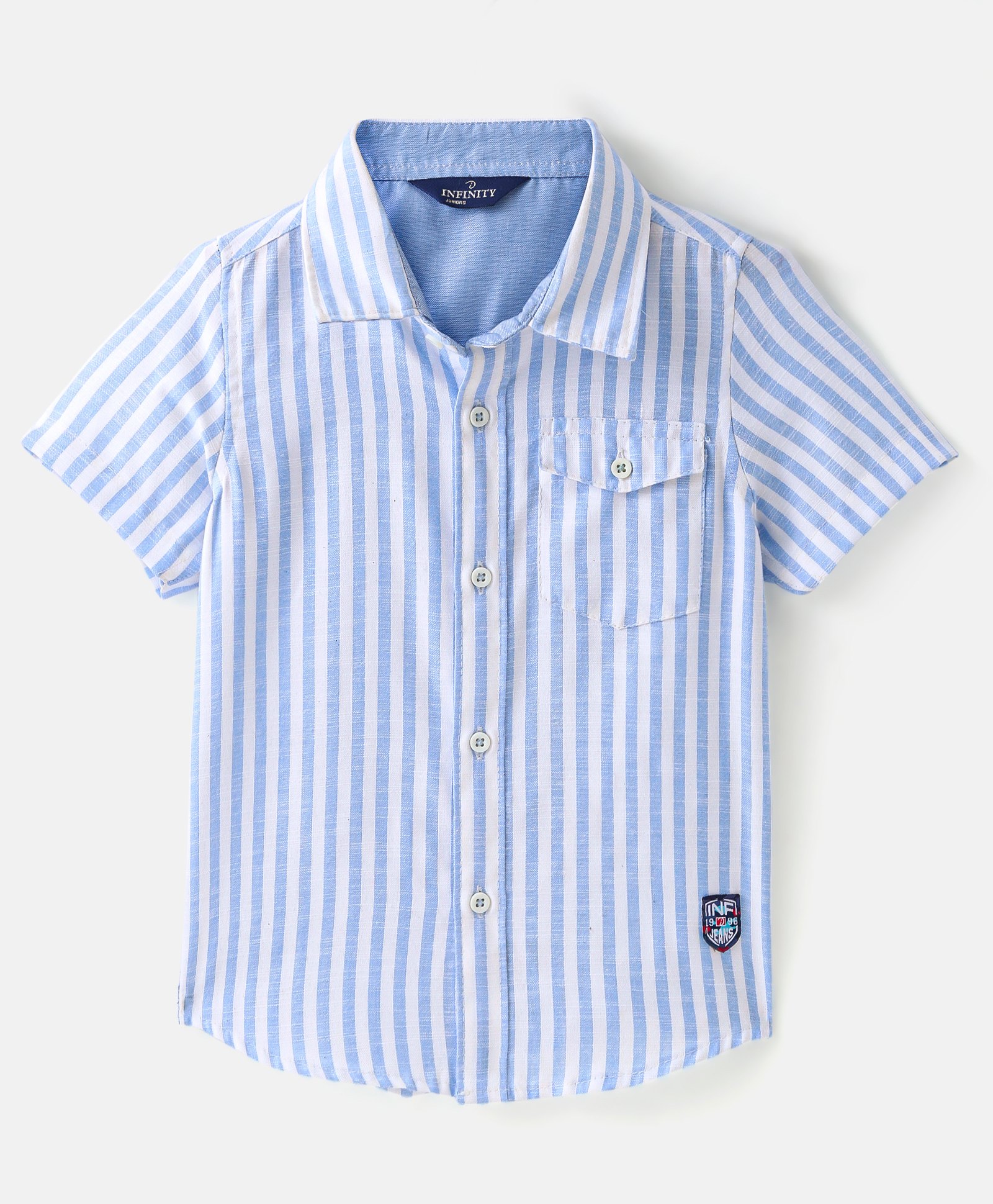 INFINITY Cotton Slub Half  Sleeves Striped Shirt - Blue-image-10