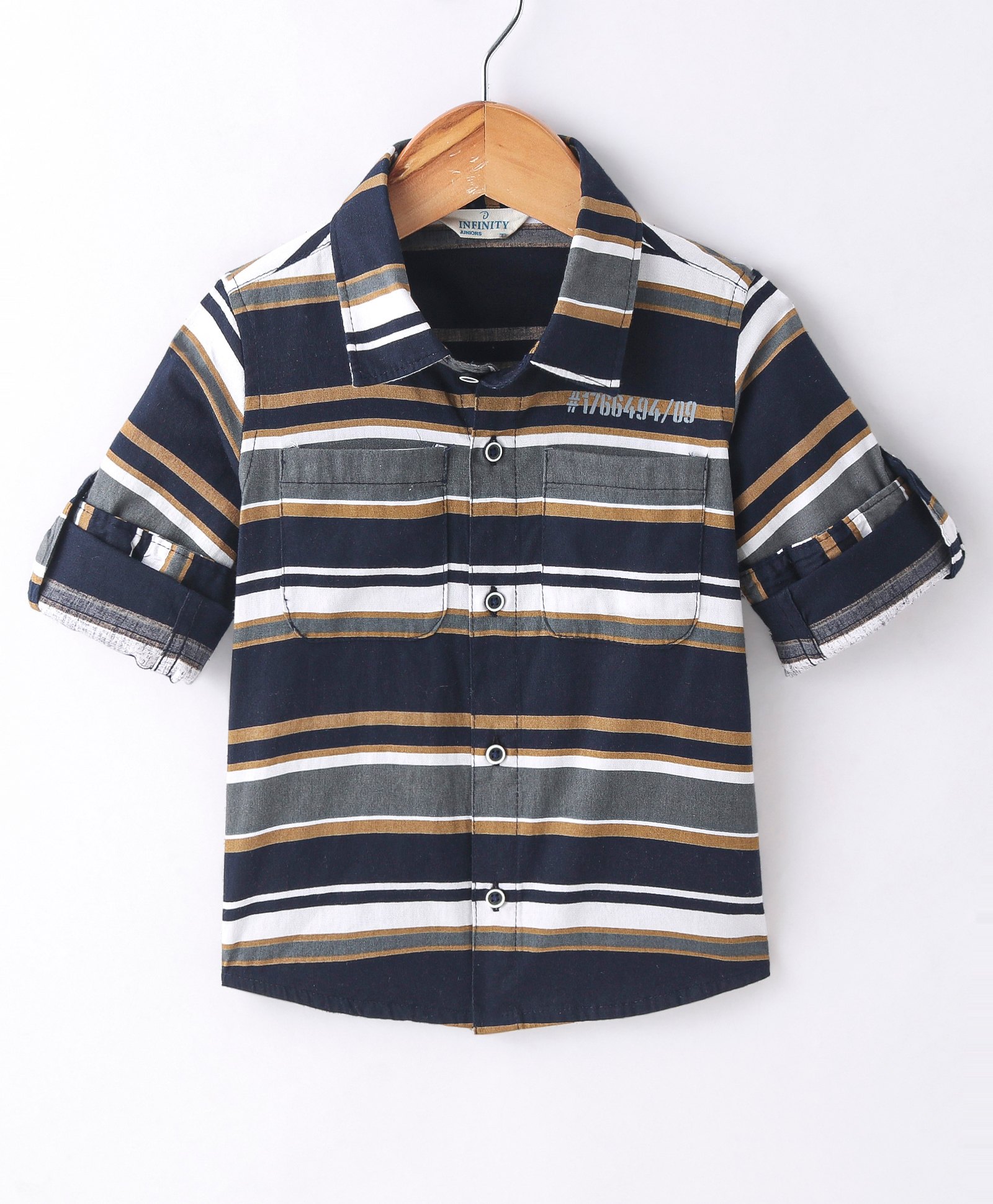 INFINITY Cotton Twill Full Sleeves Striped Shirt - Navy Blue-picture-28