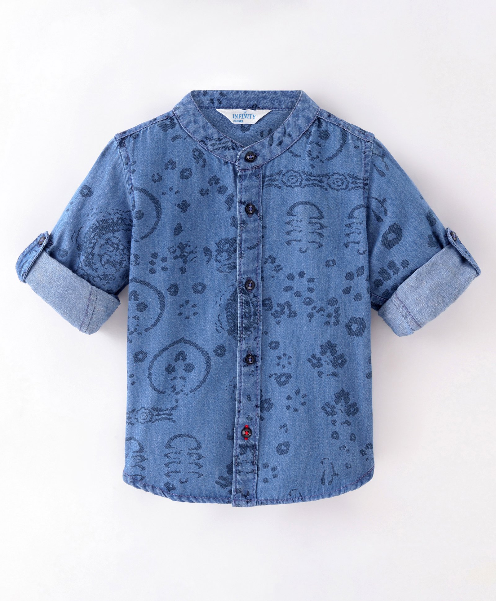 INFINITY Denim Full Sleeves Abstract Printed Shirt - Blue-image-44
