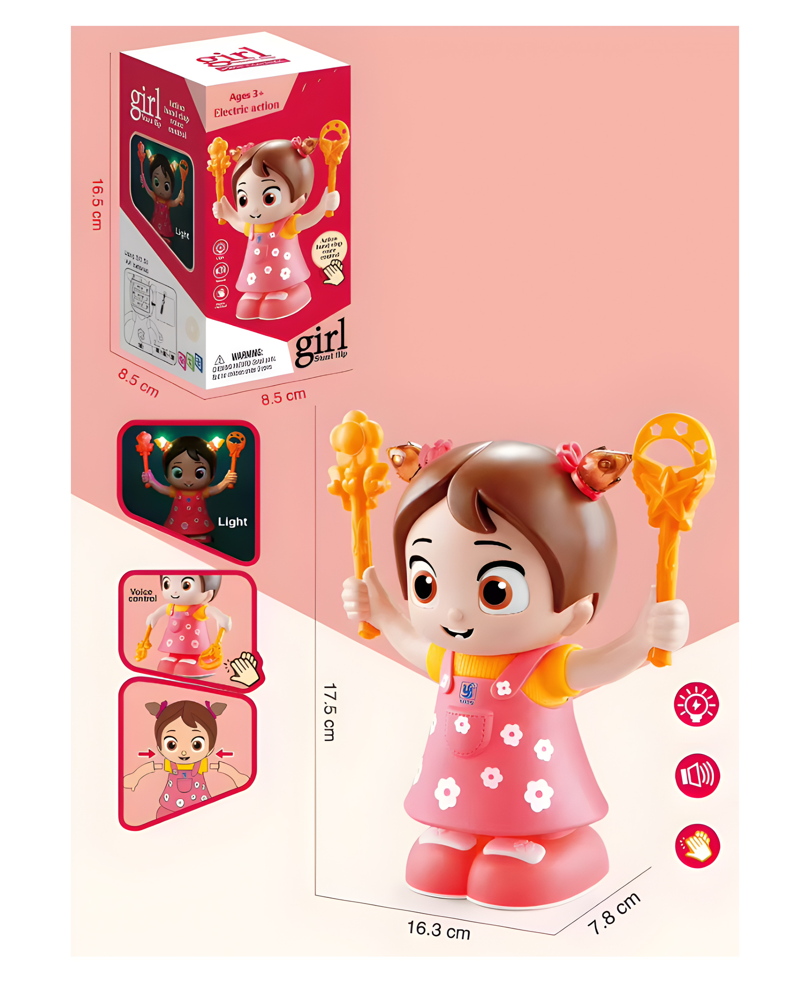 NEGOCIO Dancing Fashion Lovely Doll With Music And light Battery Operated Moving Lighting Doll for Kids - Pack of 1 - Color May Vary