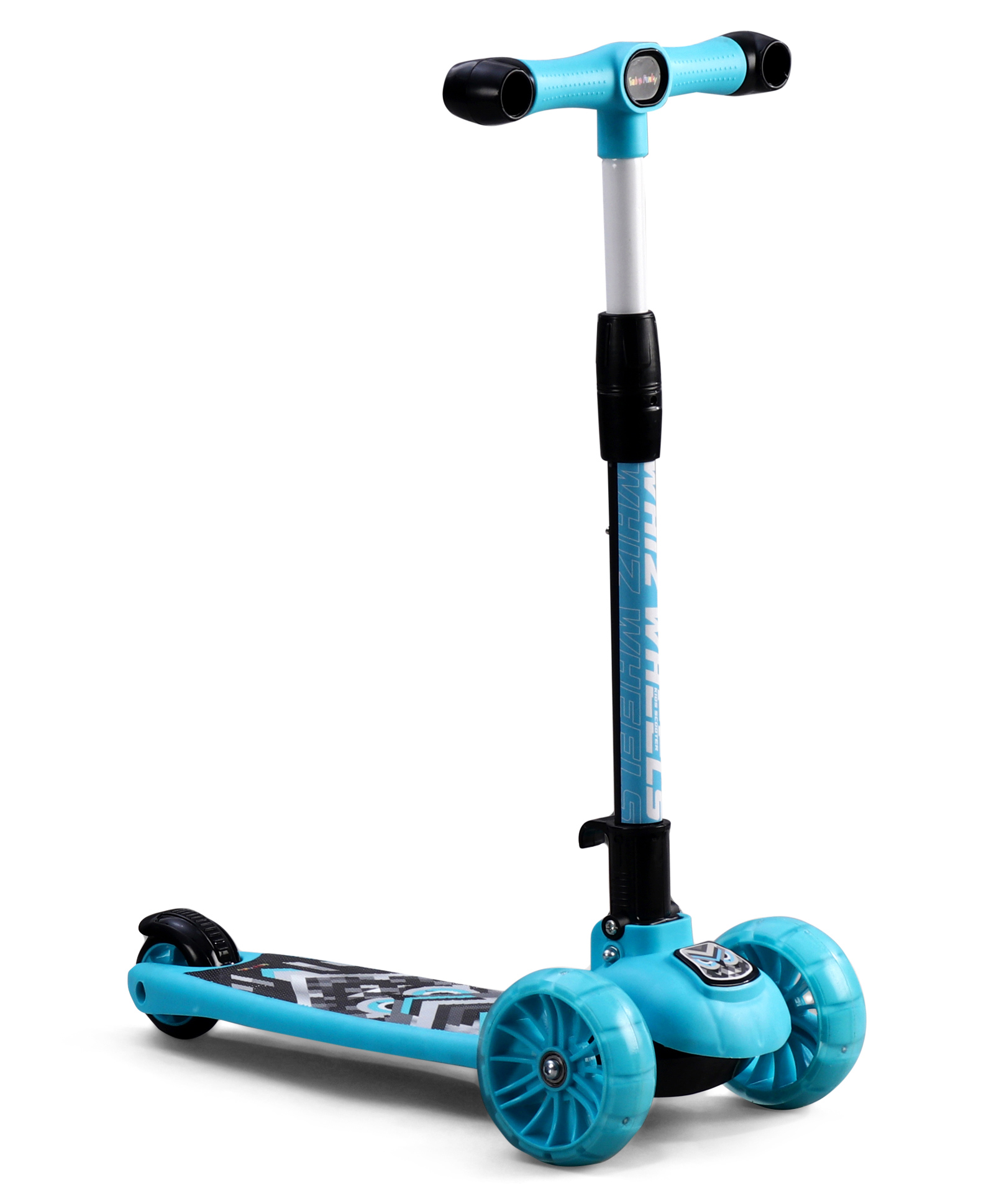 fab n funky 3 Wheel Foldable Kids Scooter with LED Lights and 4 Level Adjustable Handle Bar - Blue-picture-32