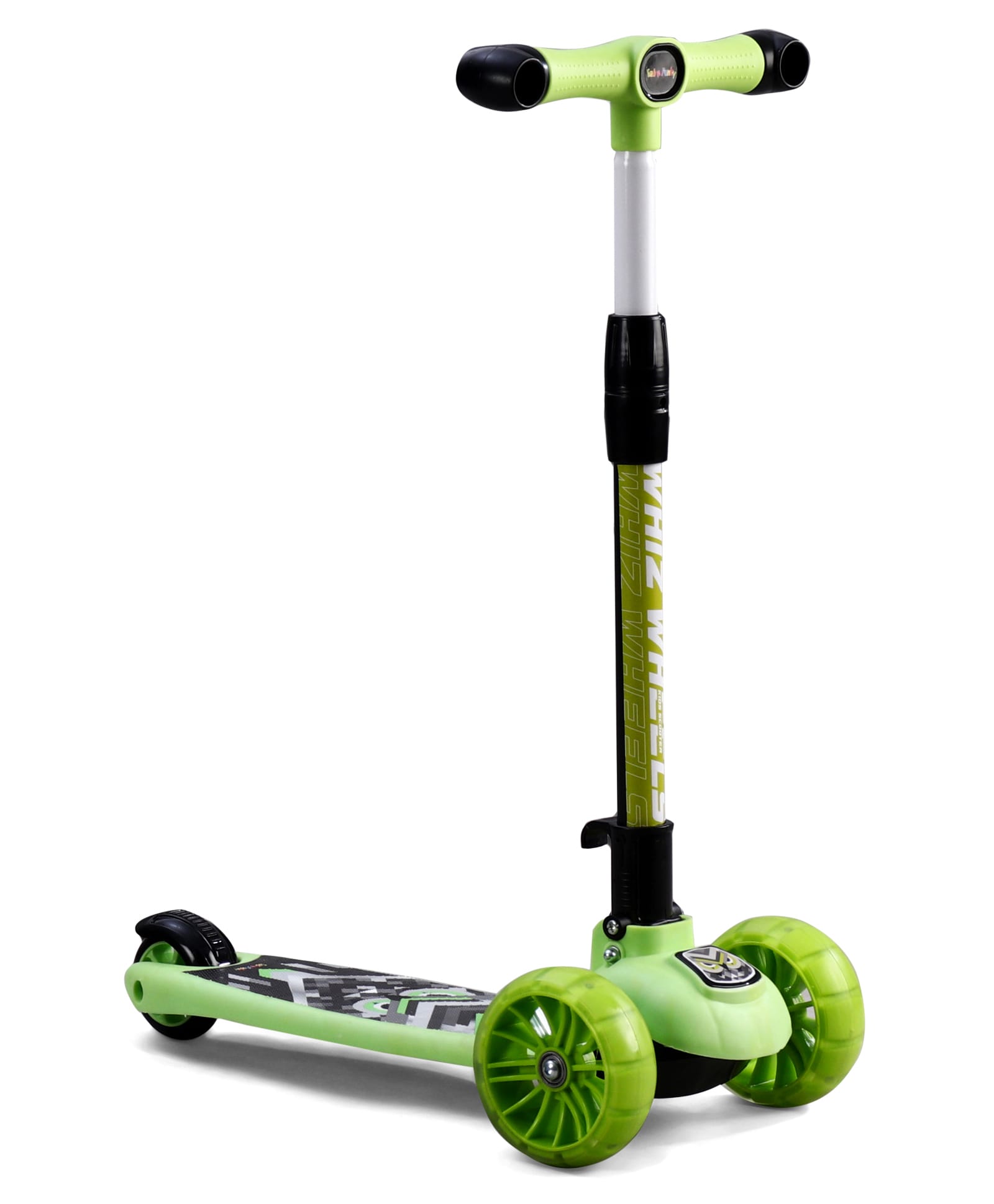 fab n funky 3 Wheel Foldable Kids Scooter with LED Lights and 4 Level Adjustable Handle Bar - Green-picture-30
