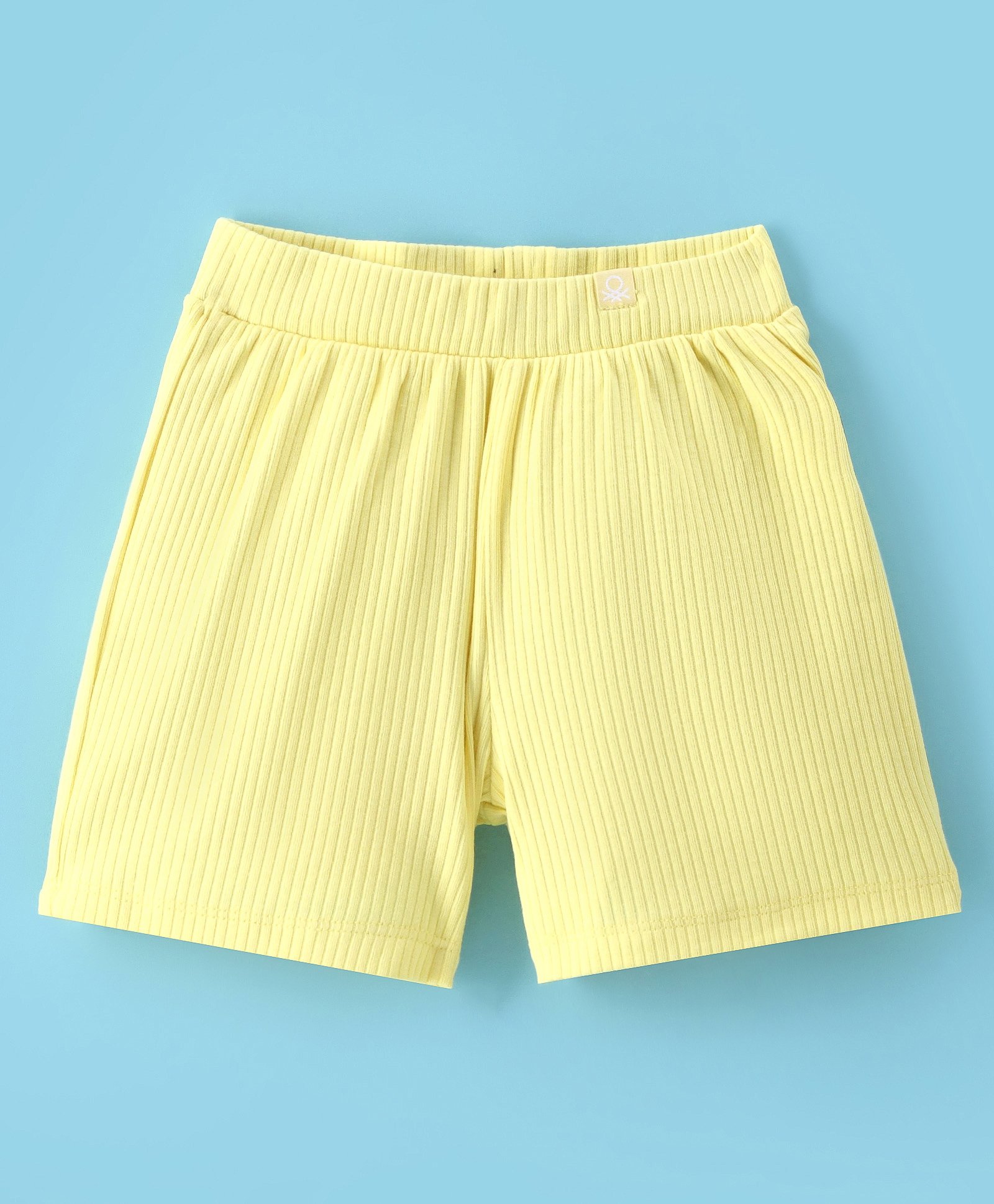 UCB Cotton Knit Knee Length Ribbed Shorts with Solid Colour - Light Yellow-picture-17