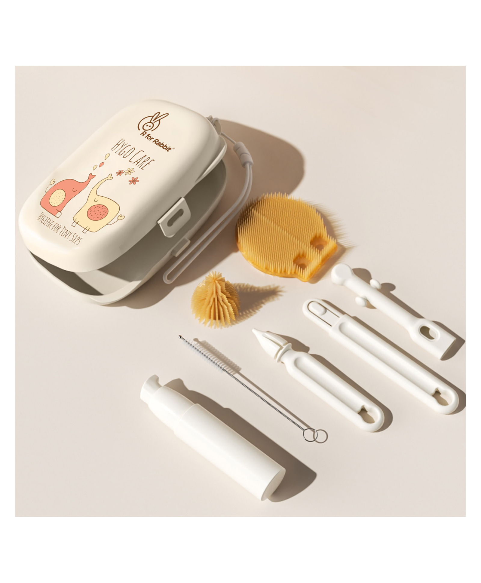 R For Rabbit Hygo Care Jumbo Bottle Cleaning Kit & Baby Bottle Cleaner With Storage Box - Beige