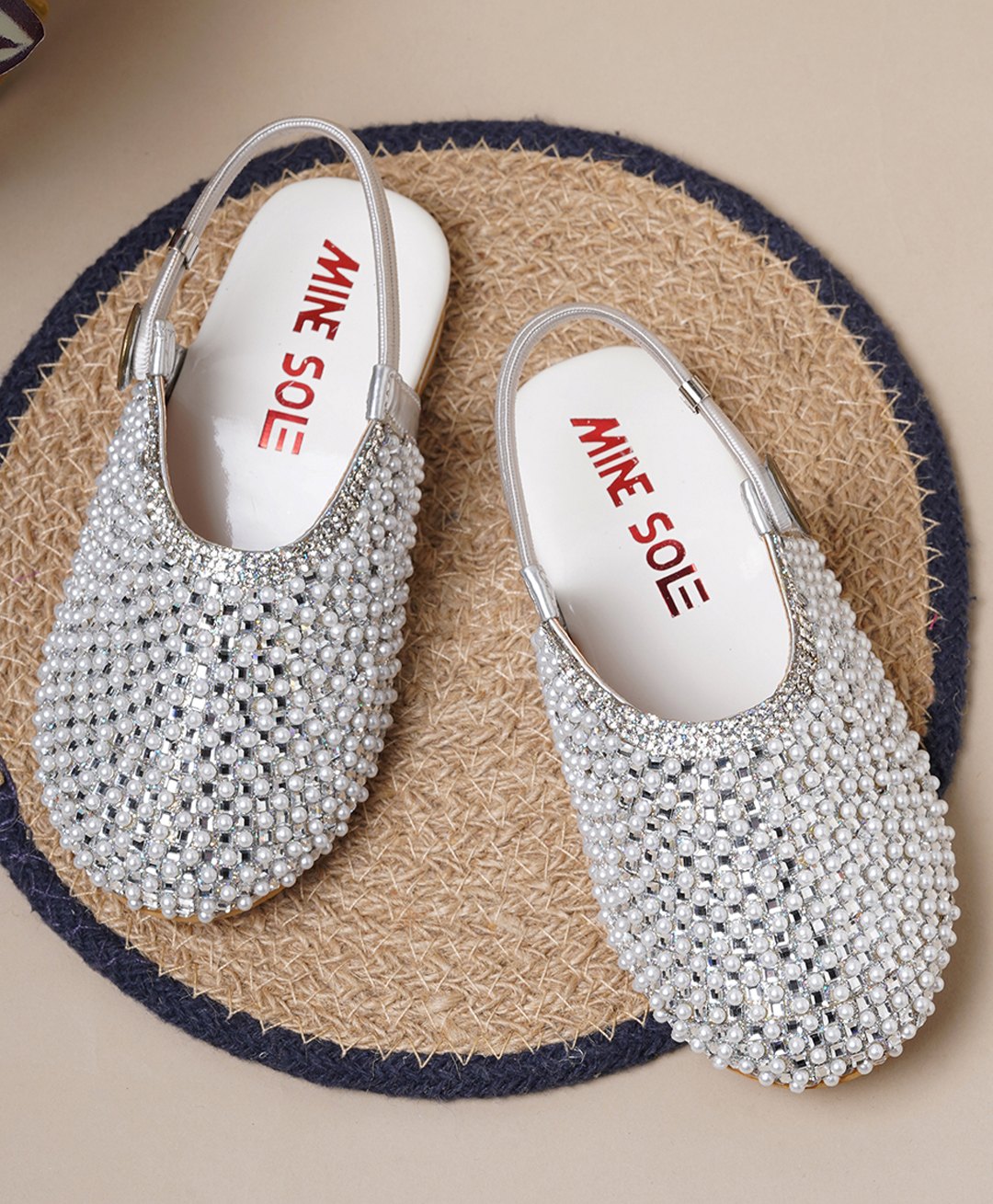 Minesole Pearl Embellished Sandals - Silver-image-25