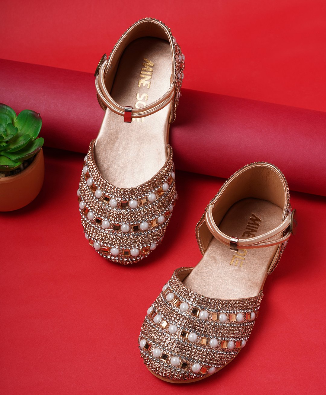 Mine Sole Pearl Detailed Sandals - Rose Gold-image-44