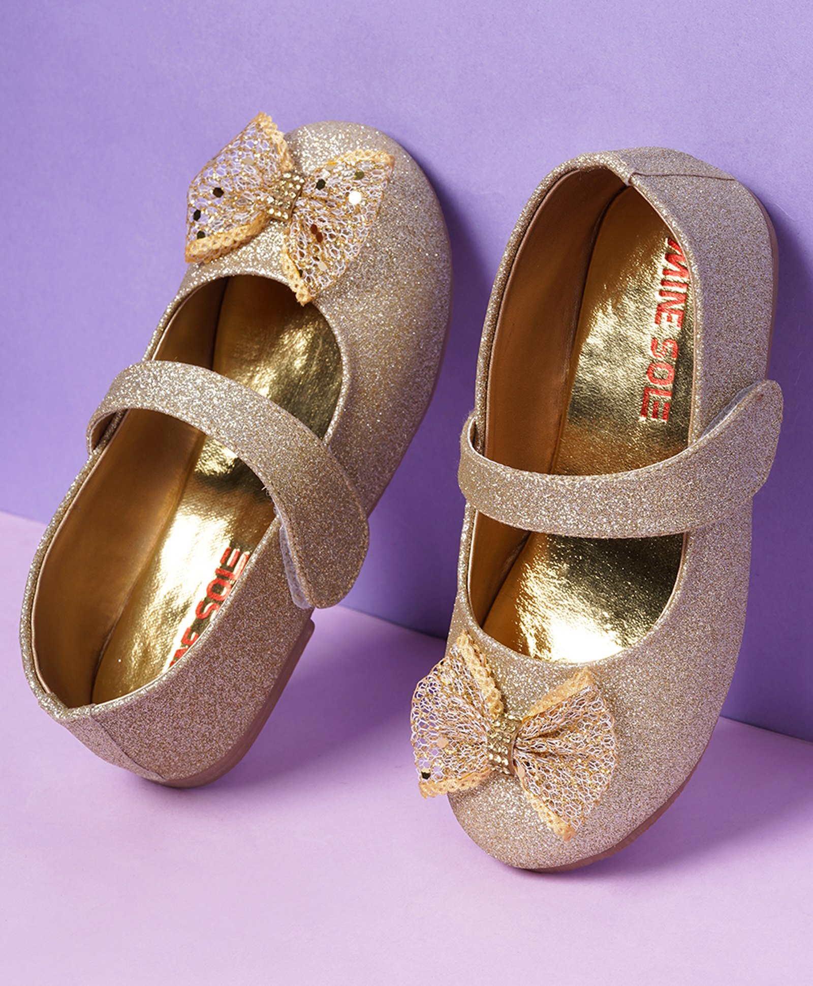Minesole Bow Detailed Ballerinas - Gold-image-48