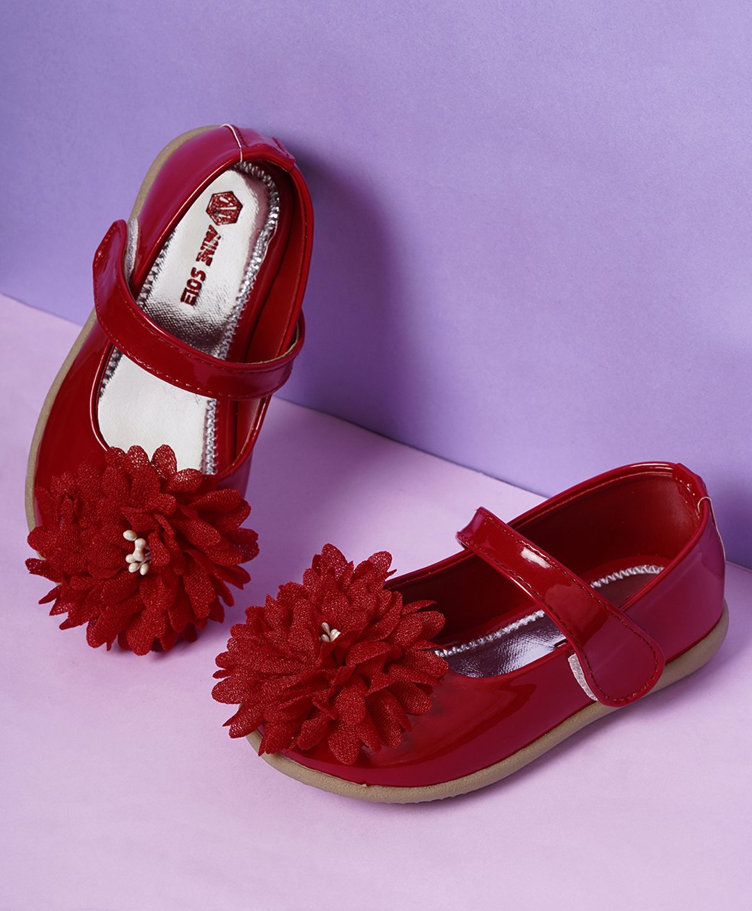 Minesole Floral  Embellished  Ballerinas - Red-image-49