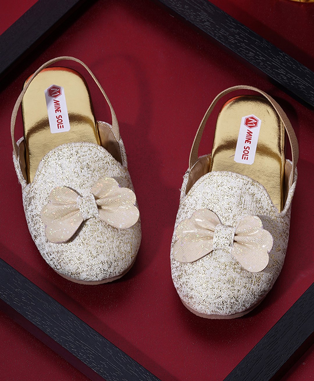 mine sole Minesole Sequin & Bow Embllished Sandals - Gold-picture-19