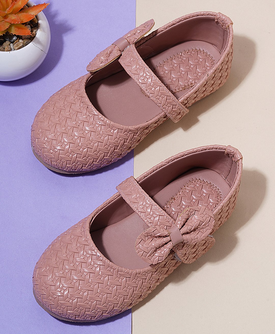 Minesole Bow Embellished  Ballerinas - Peach-image-42