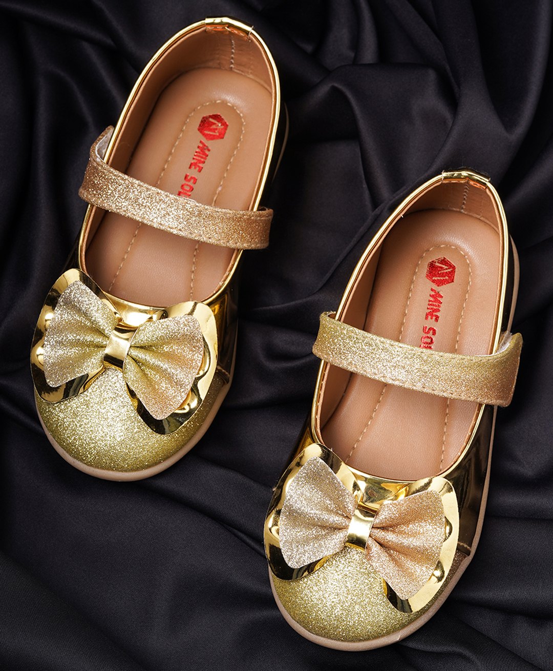 Minesole Shimmer & Bow EmbellishedBallerinas - Gold-image-49